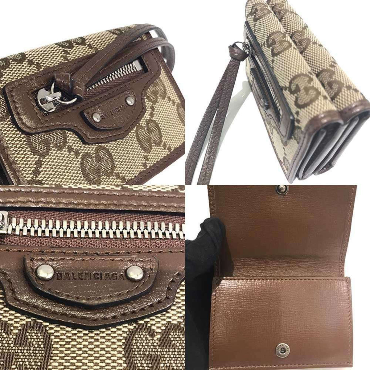 Gucci Canvas Leather Wallet (Tri-Fold) (Pre-Owned)