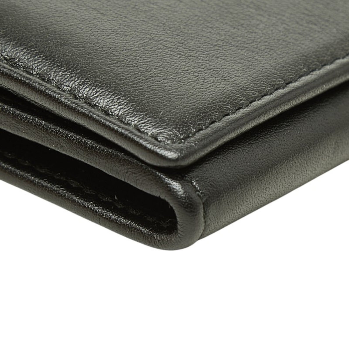 Bvlgari Gold Black Leather Long Wallet (Bi-Fold) (Pre-Owned)