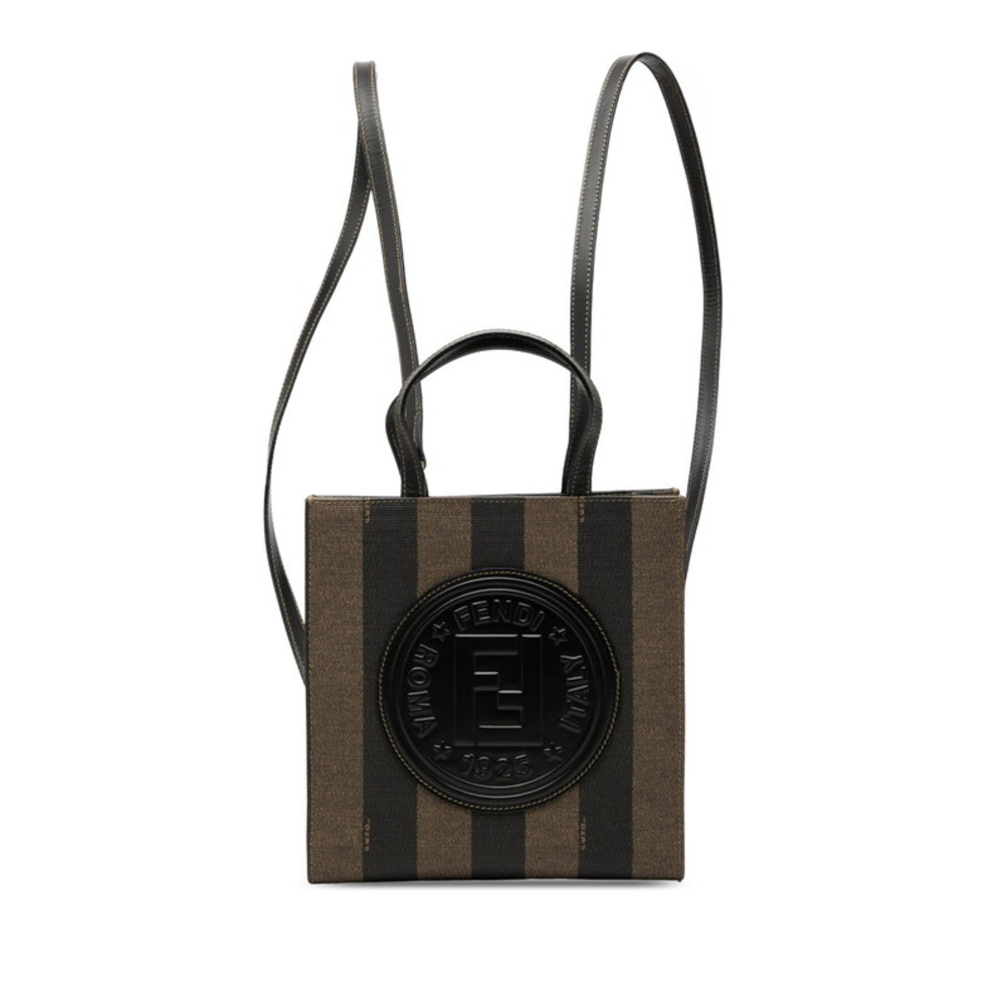 Fendi Beige Black Pvc Leather Handbag Shoulder Bag (Pre-Owned)