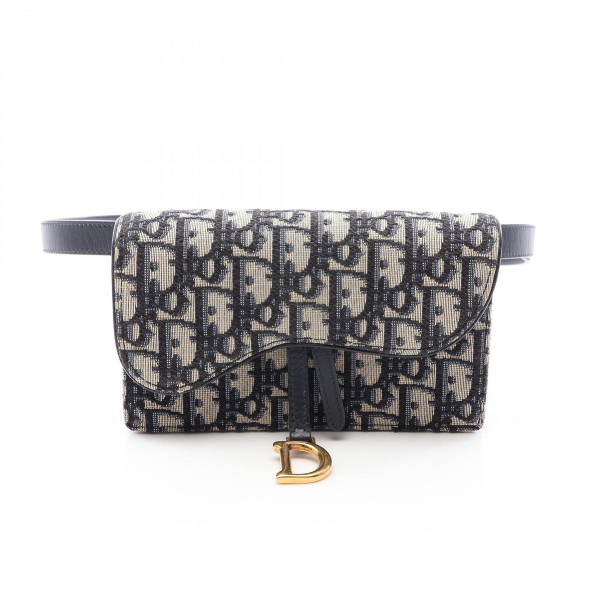 Christian Dior Beige Navy Canvas Leather Fanny Pack Handbag Saddle Bag (Pre-Owned)