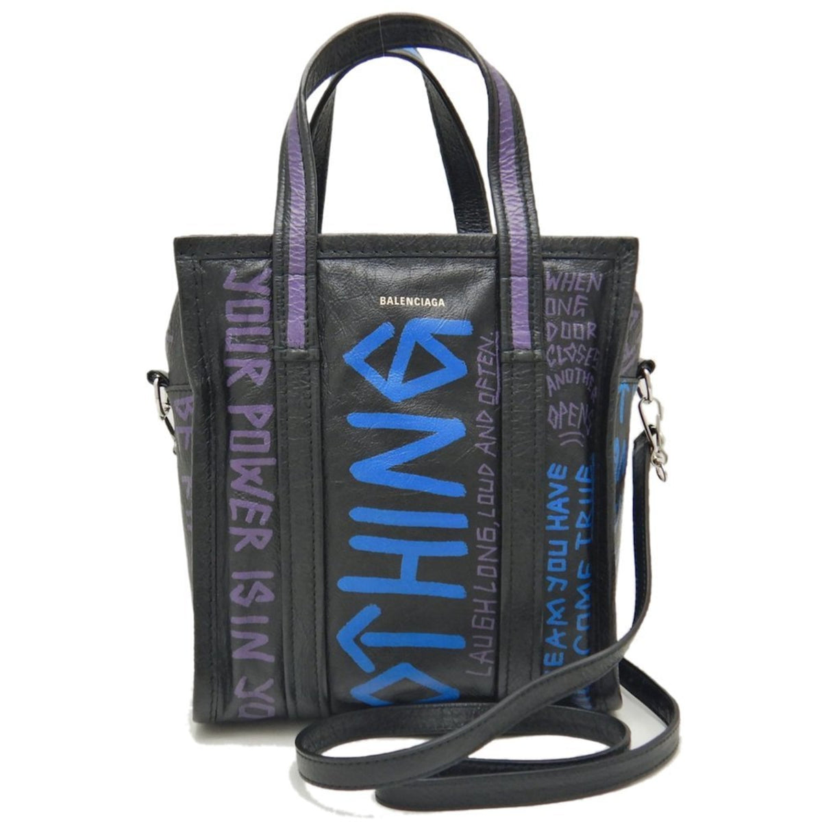 Balenciaga Black Blue Leather Handbag (Pre-Owned)