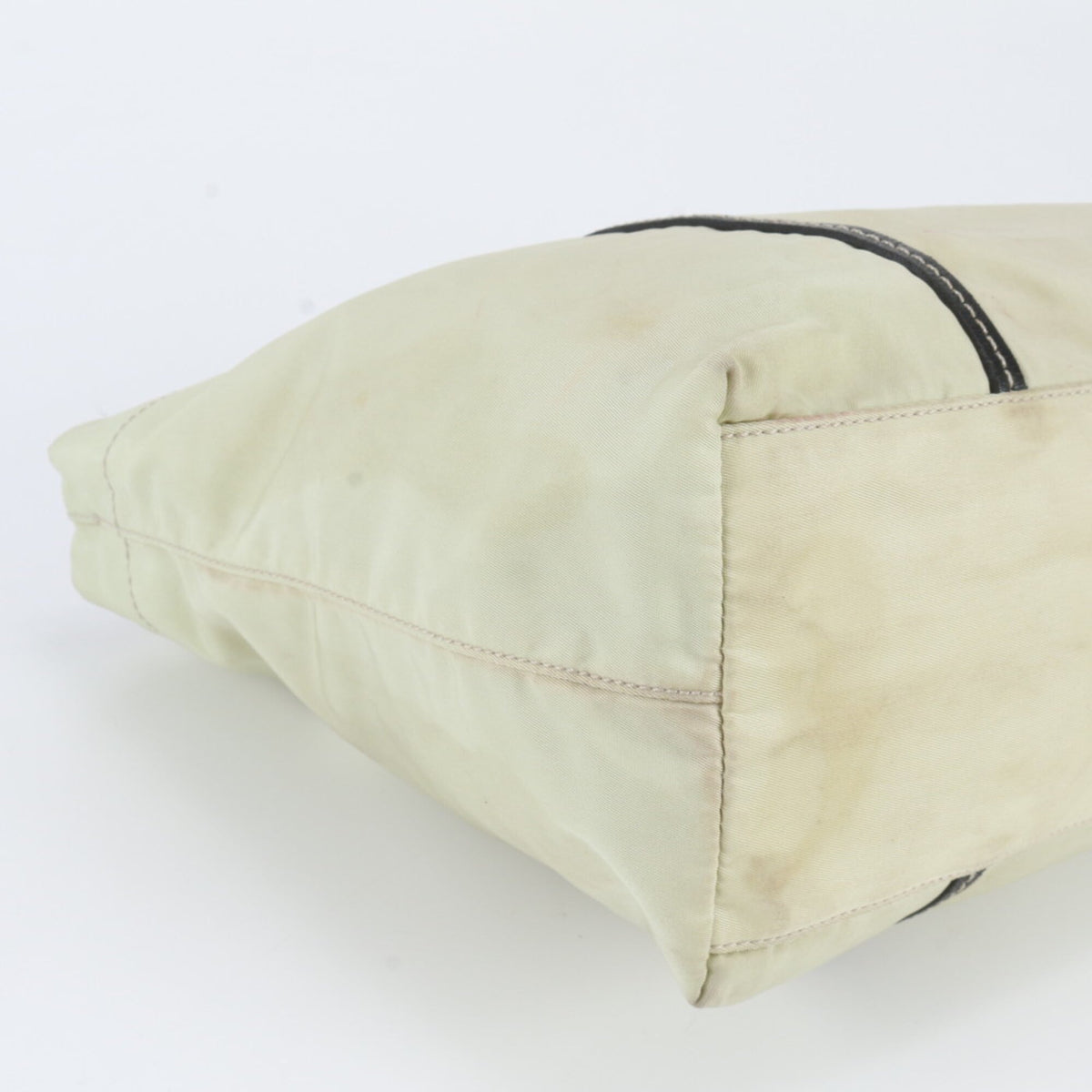 Prada Beige Leather Nylon Handbag Tote Bag (Pre-Owned)