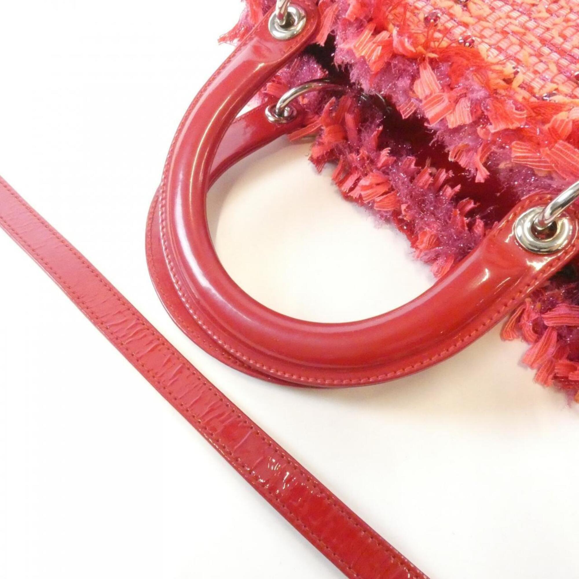 Christian Dior Pink Canvas Rhinestone Handbag (Pre-Owned)