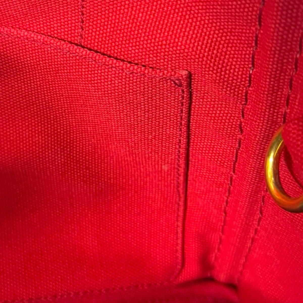 Prada Red Color Canvas Shoulder Bag (Pre-Owned)