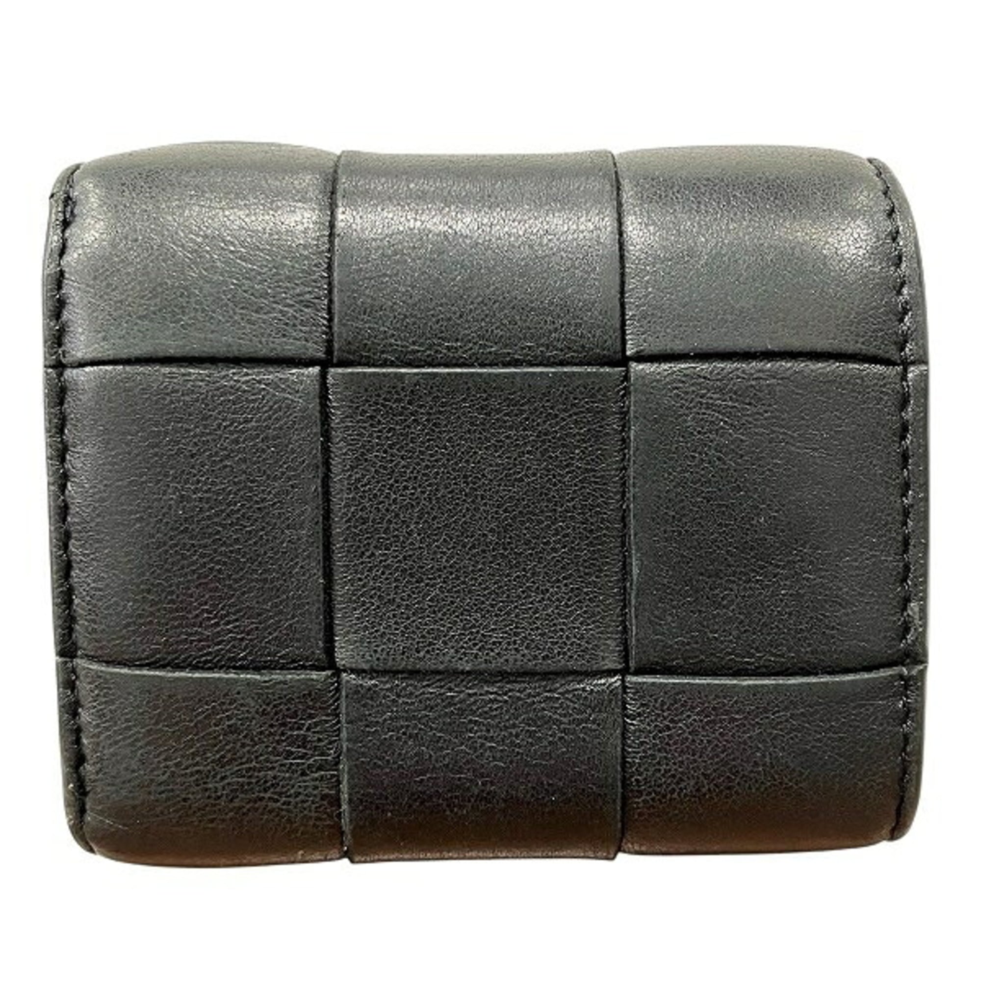 Bottega Veneta Black Leather Coin Purse/Coin Case (Pre-Owned)