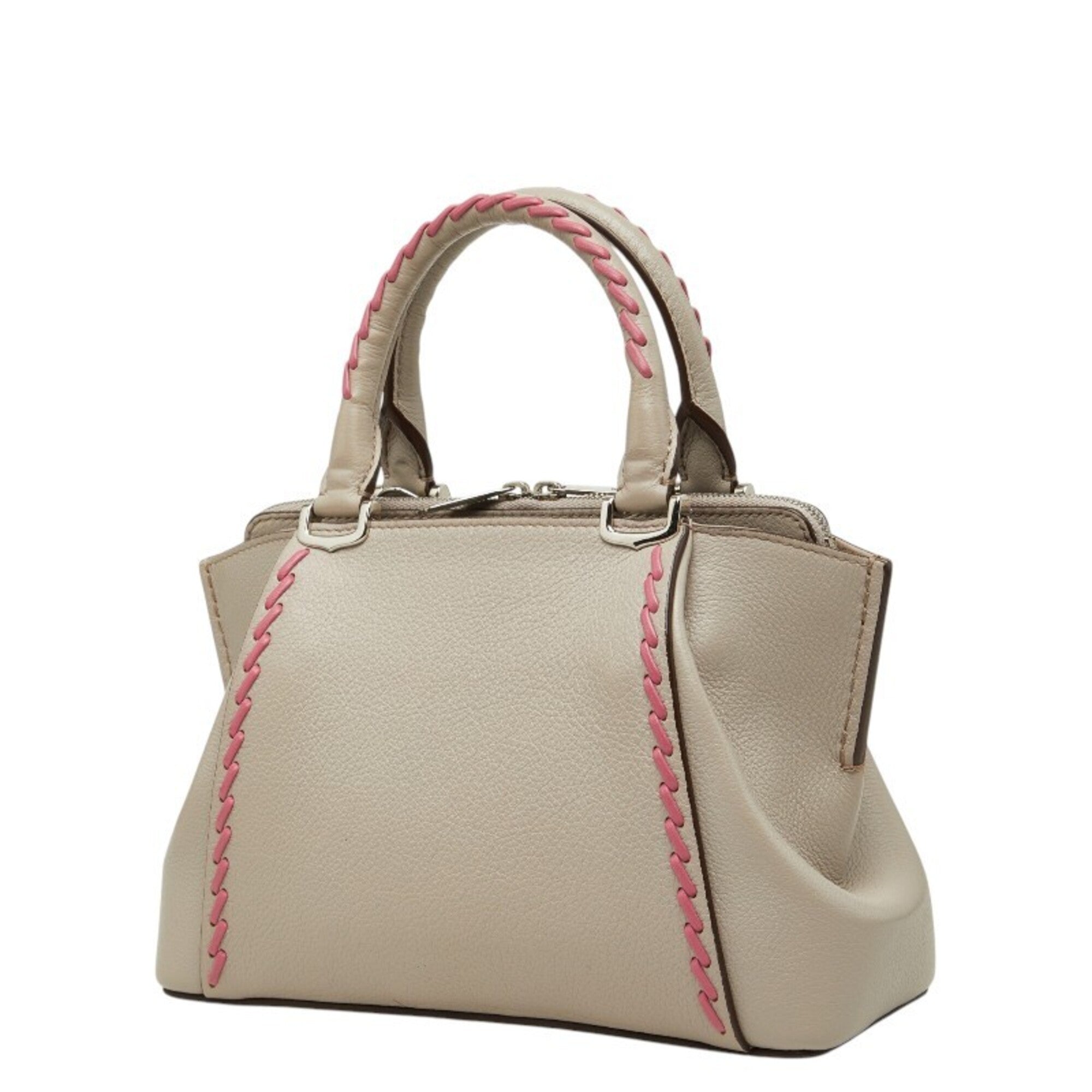 Cartier Gray Pink Leather Handbag Shoulder Bag (Pre-Owned)