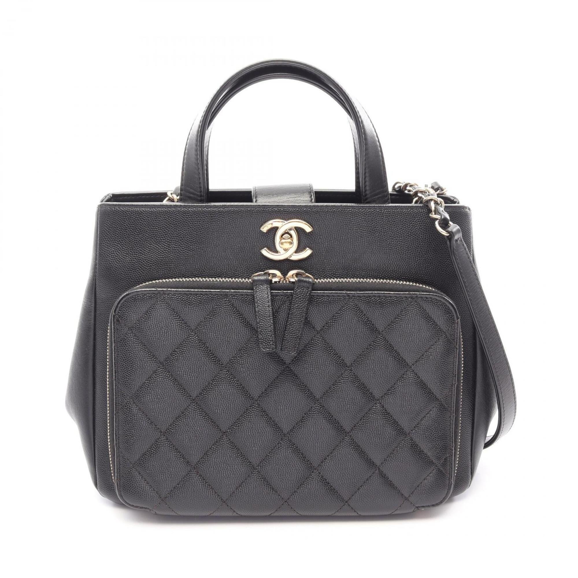 Chanel Black Grained Calfskin Leather Handbag Shoulder Bag (Pre-Owned)