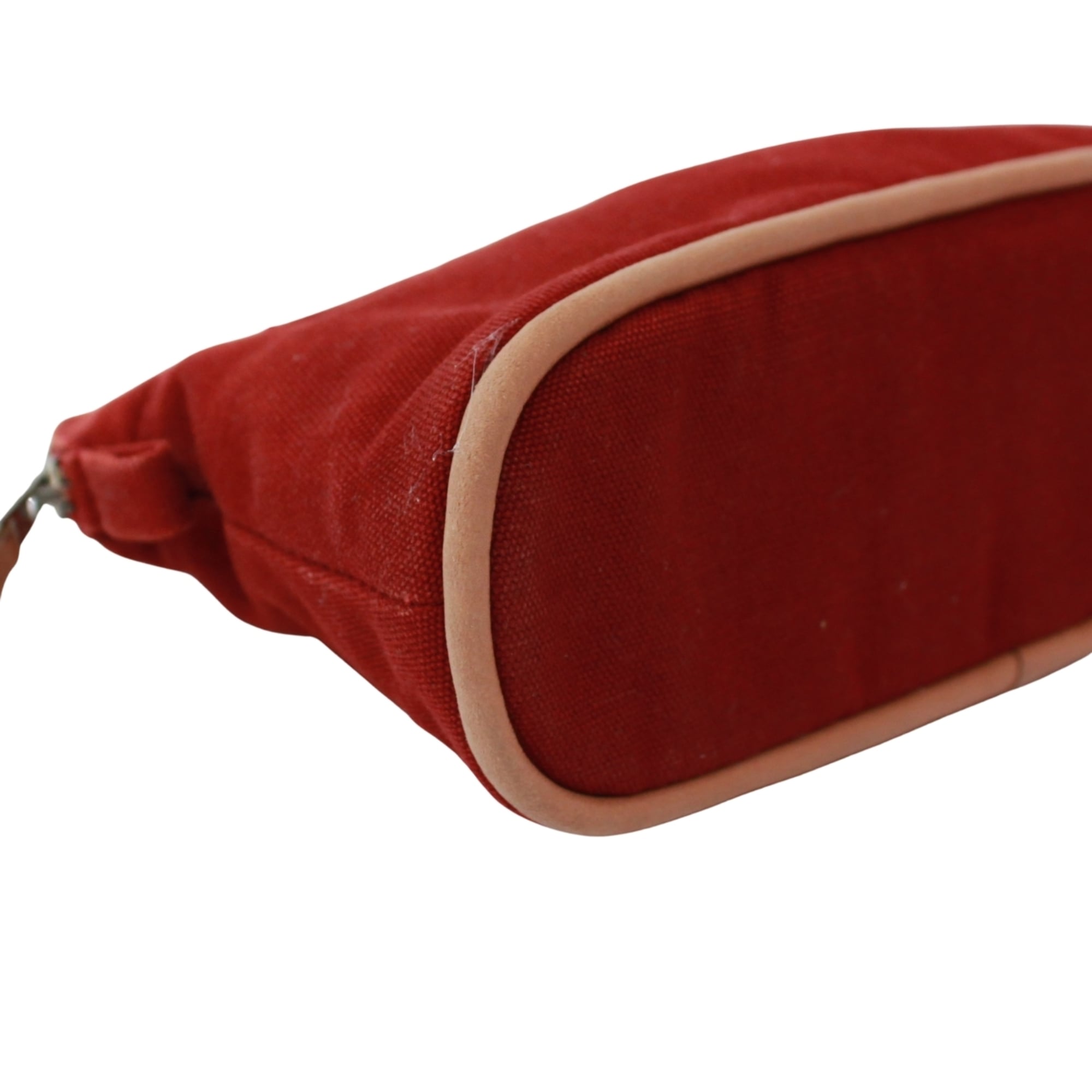 Hermes Red Color Canvas Leather Pouch (Pre-Owned)