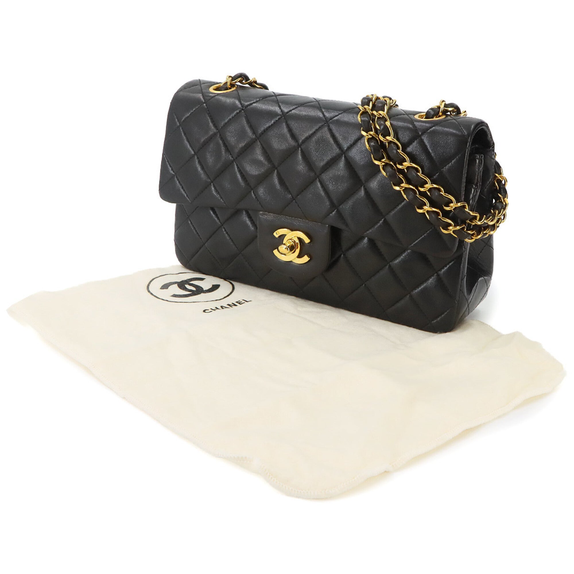 Chanel Matelasse Black Leather Handbag Shoulder Bag (Pre-Owned)