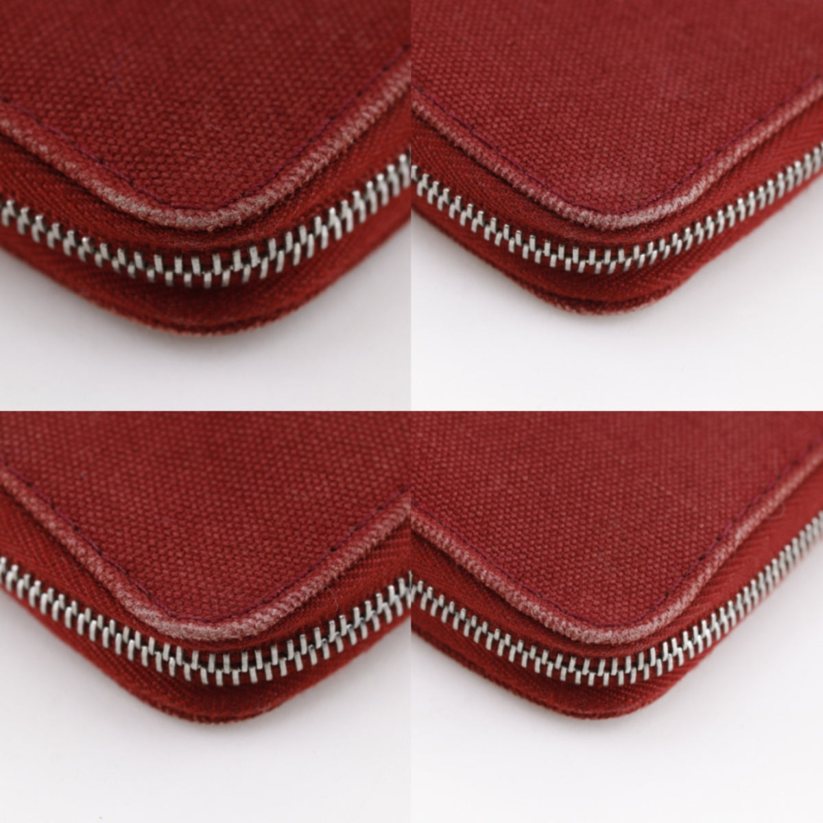 Hermes Red Color Canvas Long Wallet (Bi-Fold) (Pre-Owned)