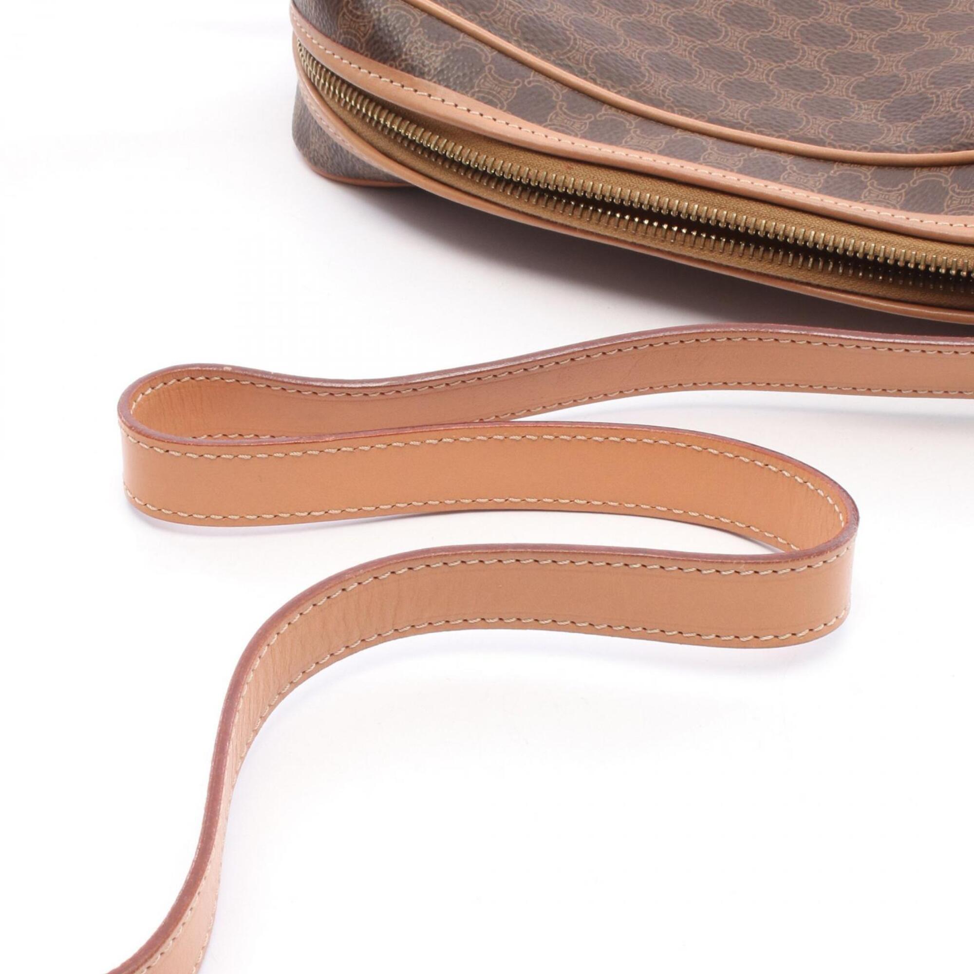 Celine Brown Coated Canvas Leather Handbag Shoulder Bag (Pre-Owned)