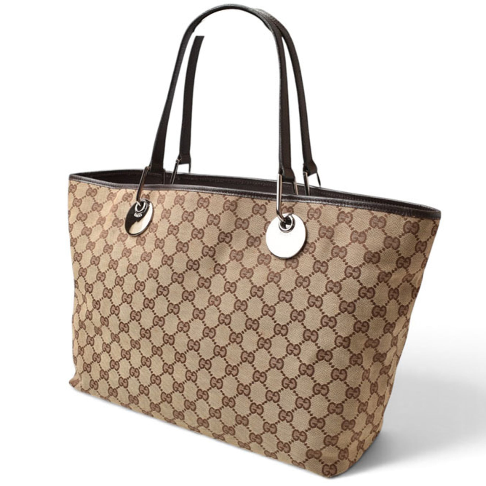 Gucci Beige Beige Brown Brown Gg Canvas Tote Bag (Pre-Owned)