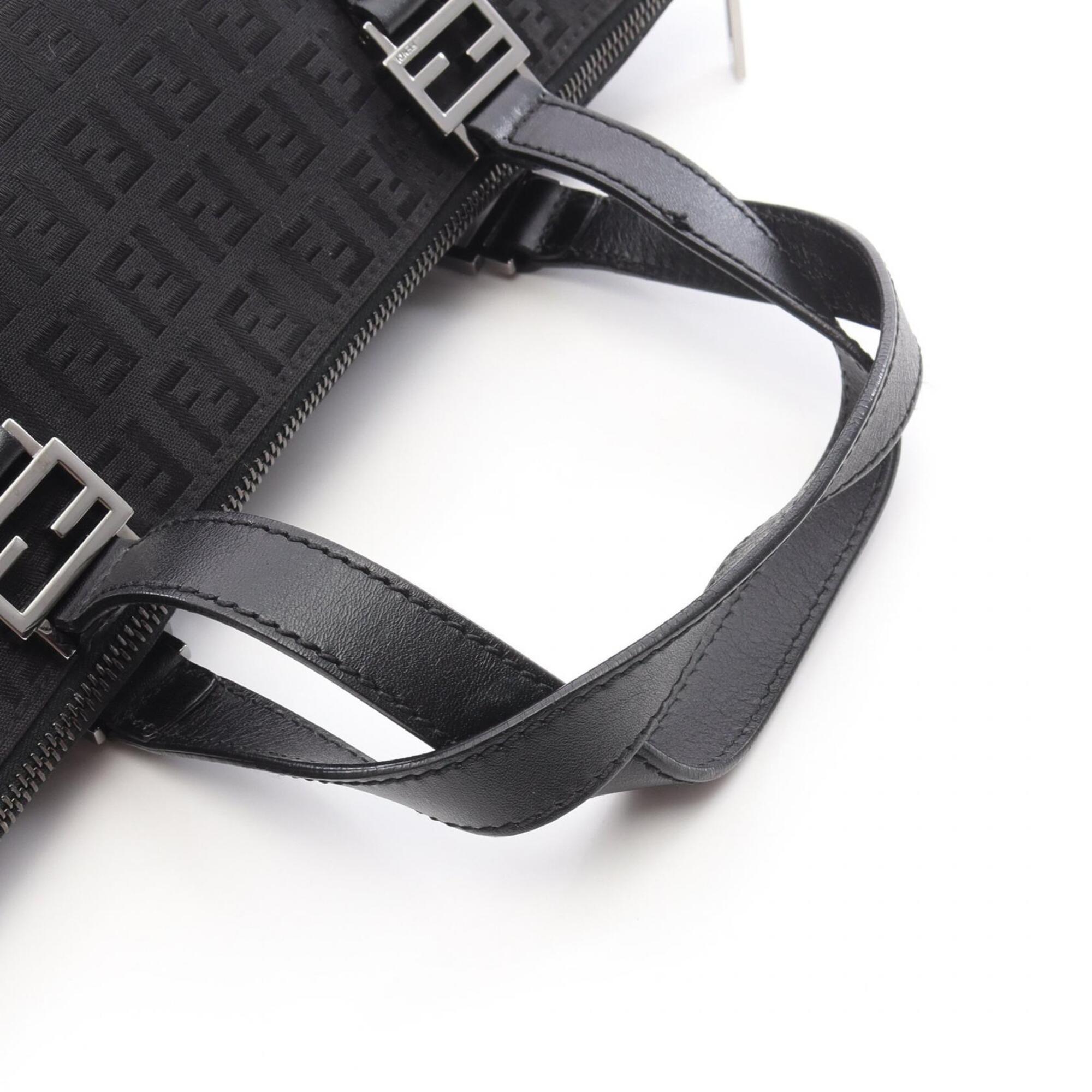 Fendi Black Canvas Leather Handbag Tote Bag (Pre-Owned)