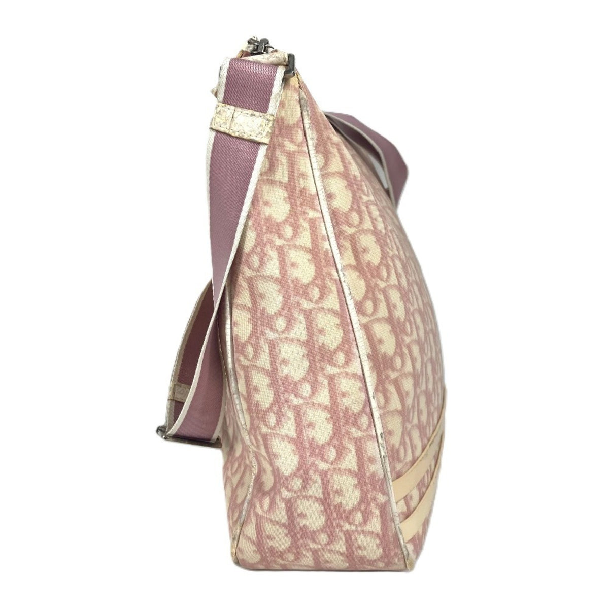 Christian Dior Trotter Pink White Pvc Leather Shoulder Bag (Pre-Owned)
