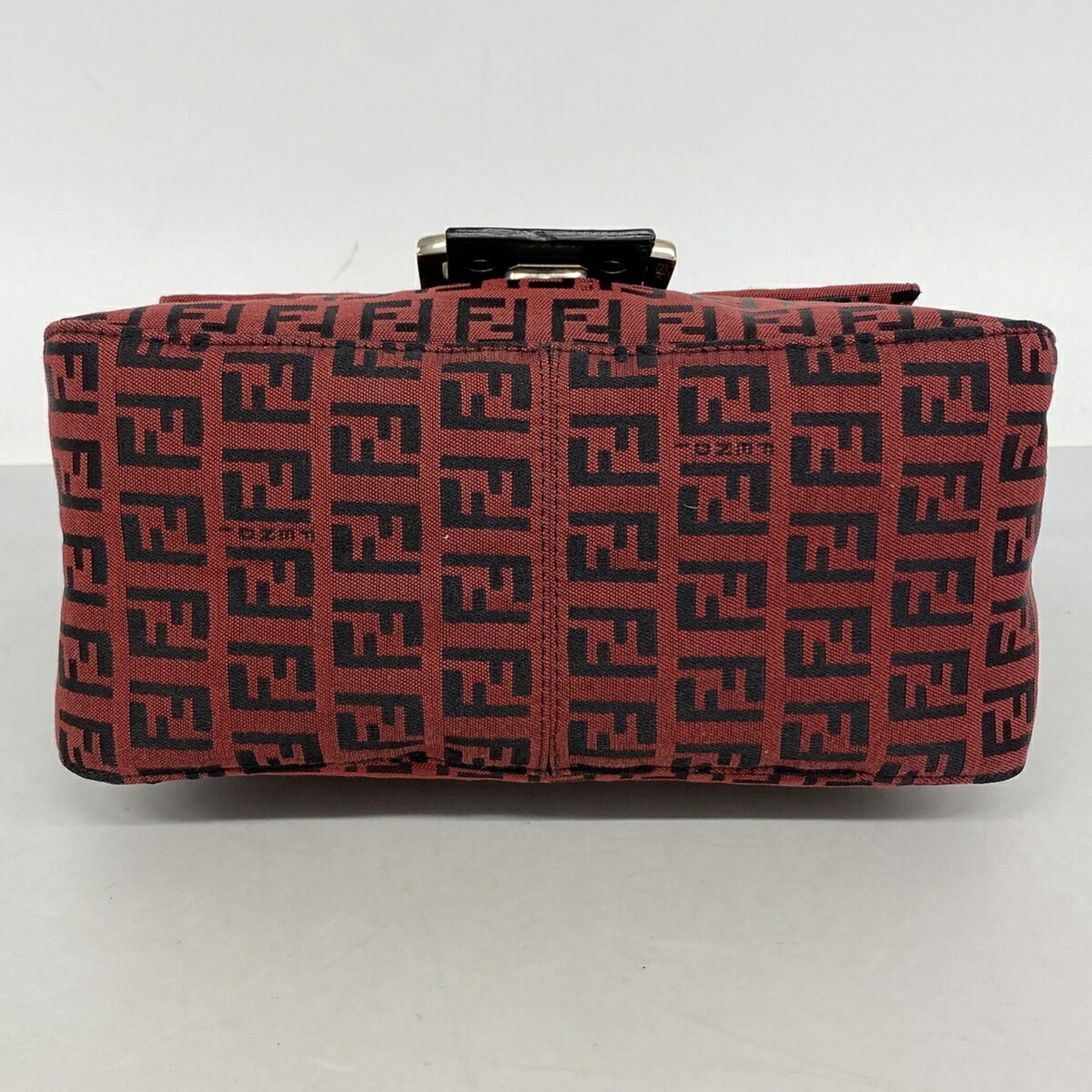 Fendi Black Red Color Nylon Canvas Handbag (Pre-Owned)
