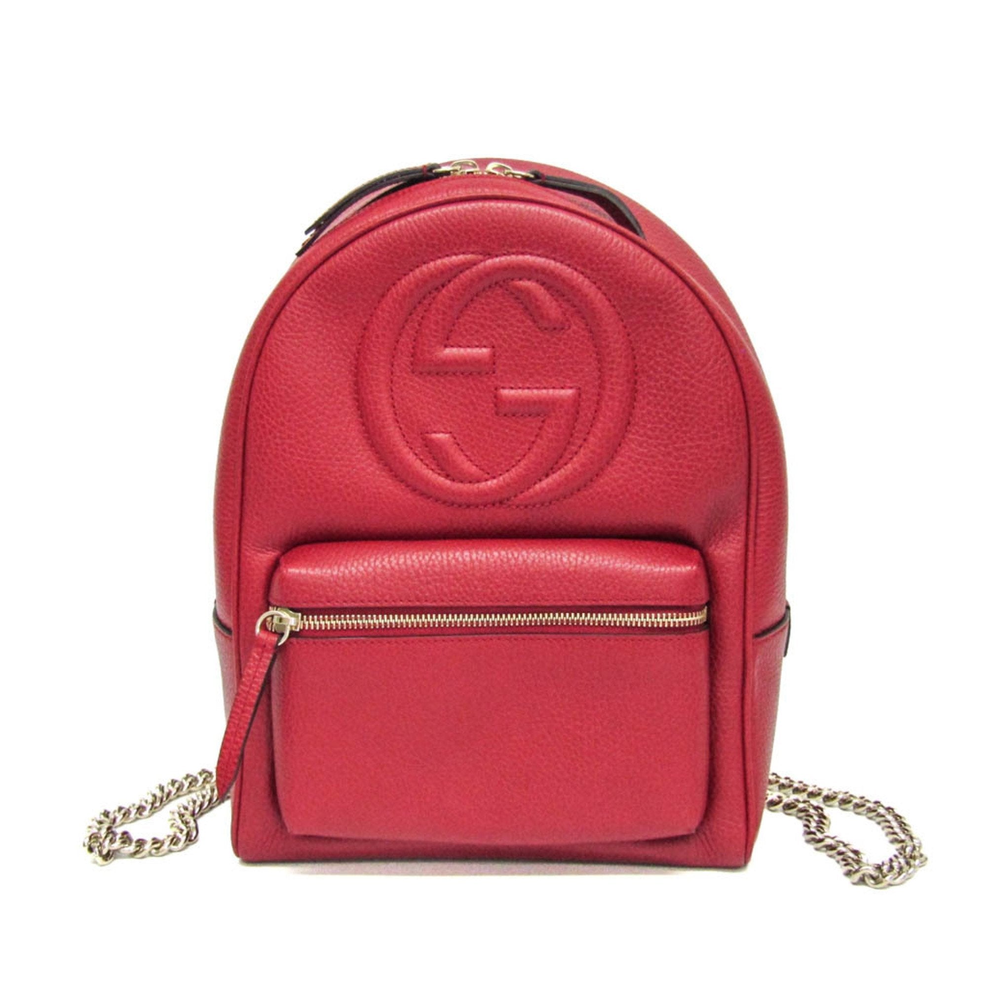 Gucci Soho Red Color Leather Backpack (Pre-Owned)