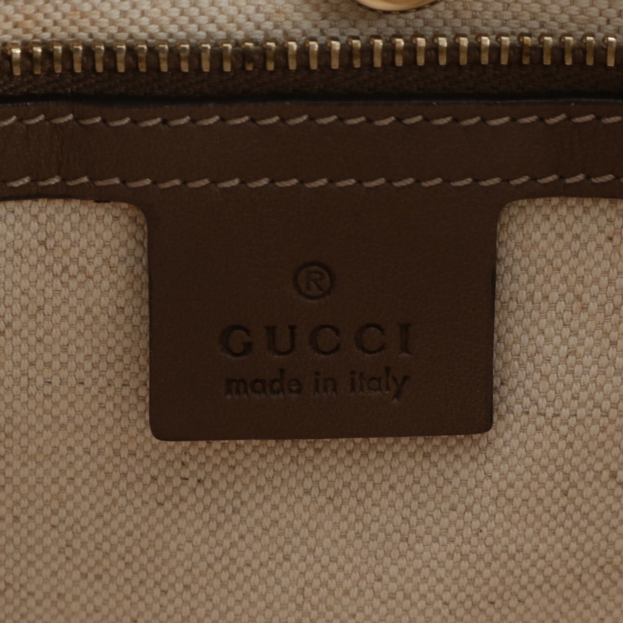 Gucci Beige Leather Coated Canvas Handbag Shoulder Bag Tote Bag (Pre-Owned)