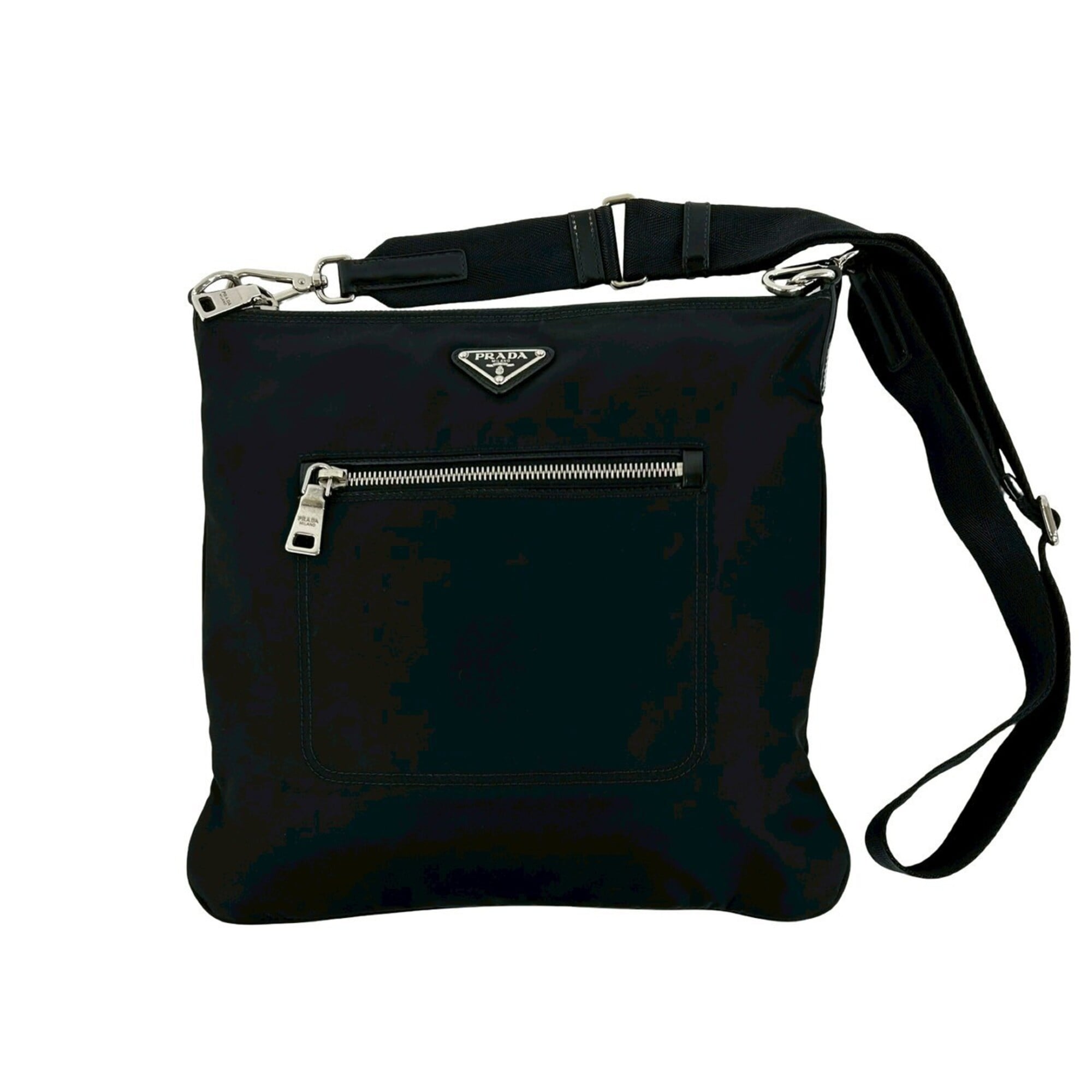 Prada Black Nylon Patent Leather Pochette Shoulder Bag (Pre-Owned)