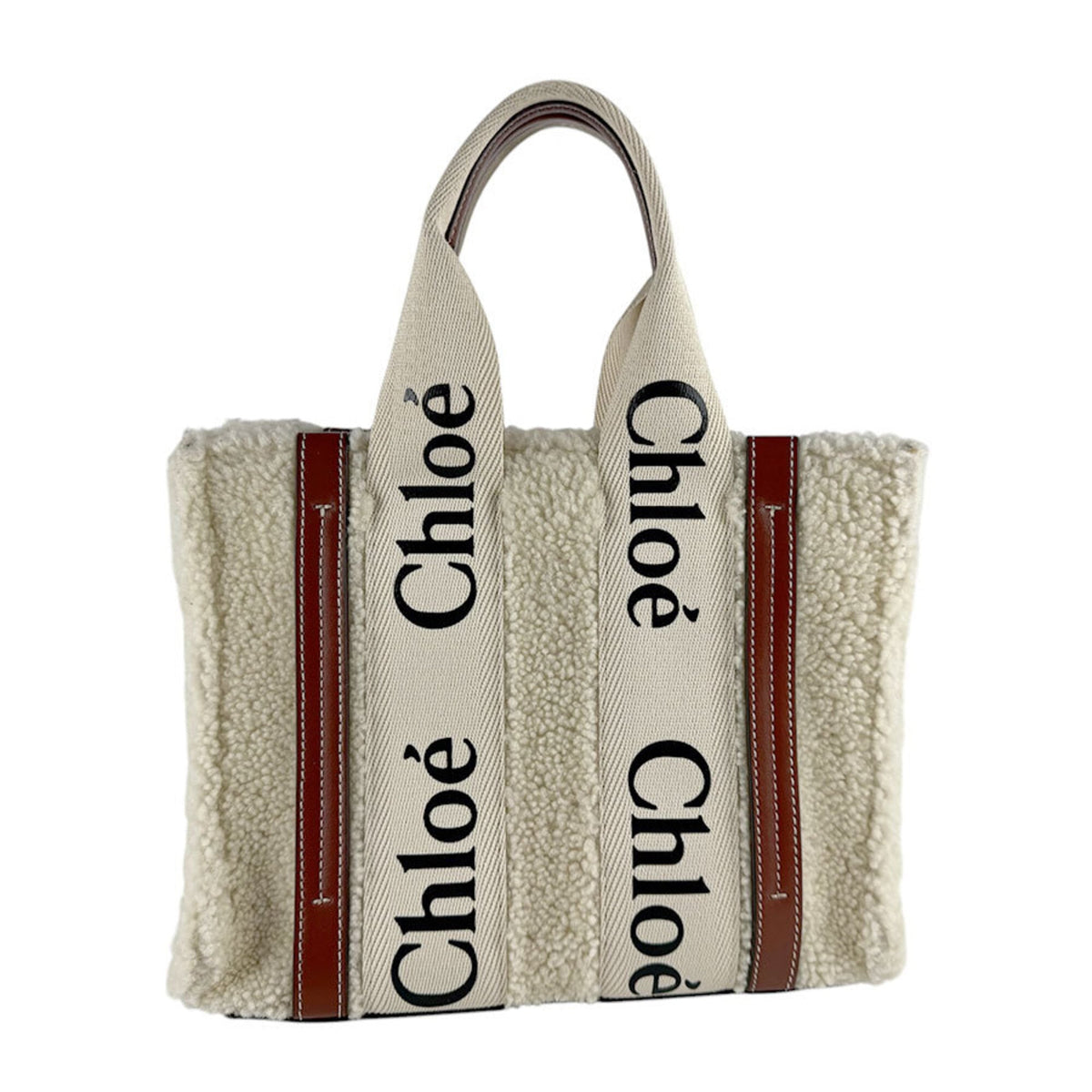 Chloé Brown Ivory Leather Fur Handbag Shoulder Bag (Pre-Owned)