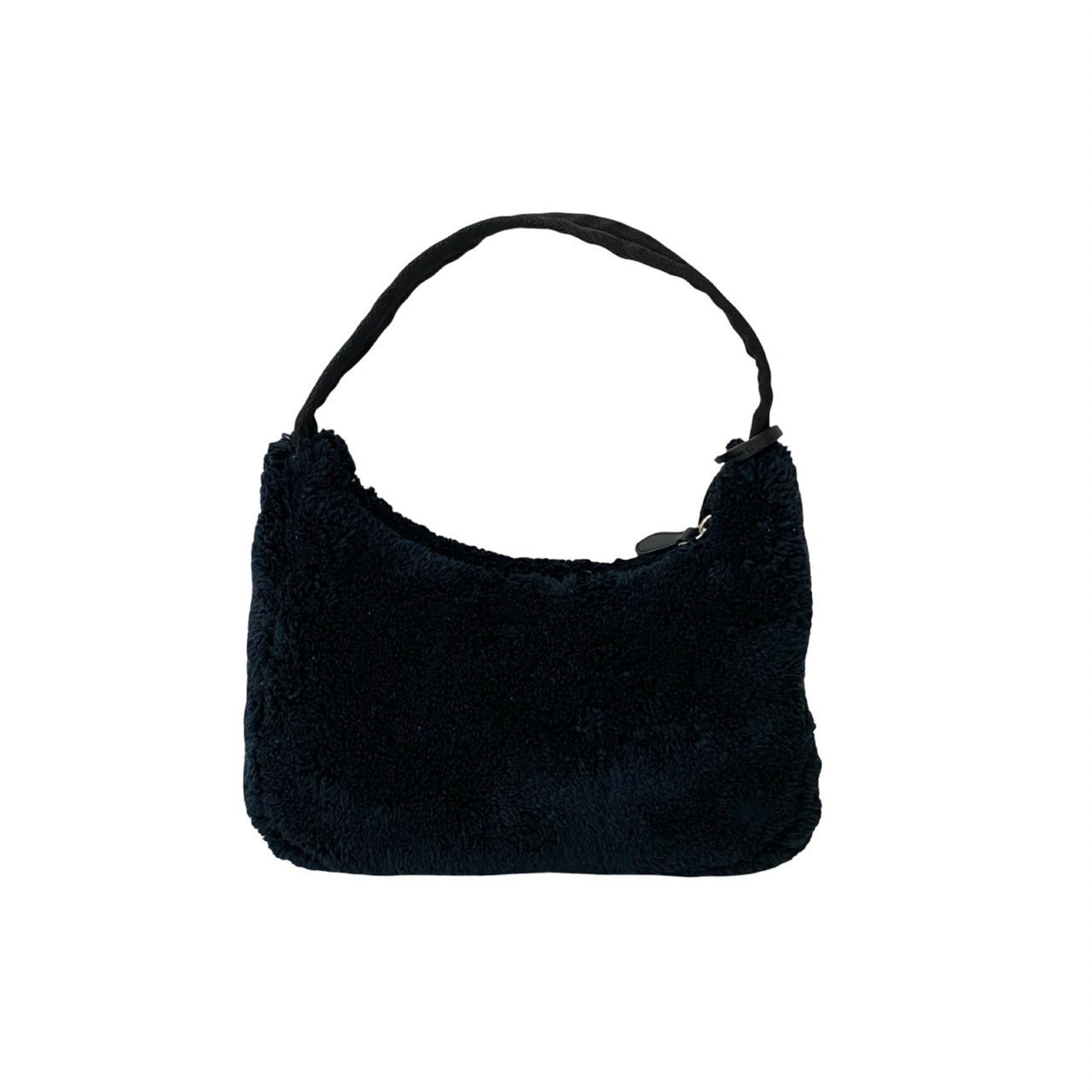 Prada Black Pile Fabric Handbag Shoulder Bag (Pre-Owned)