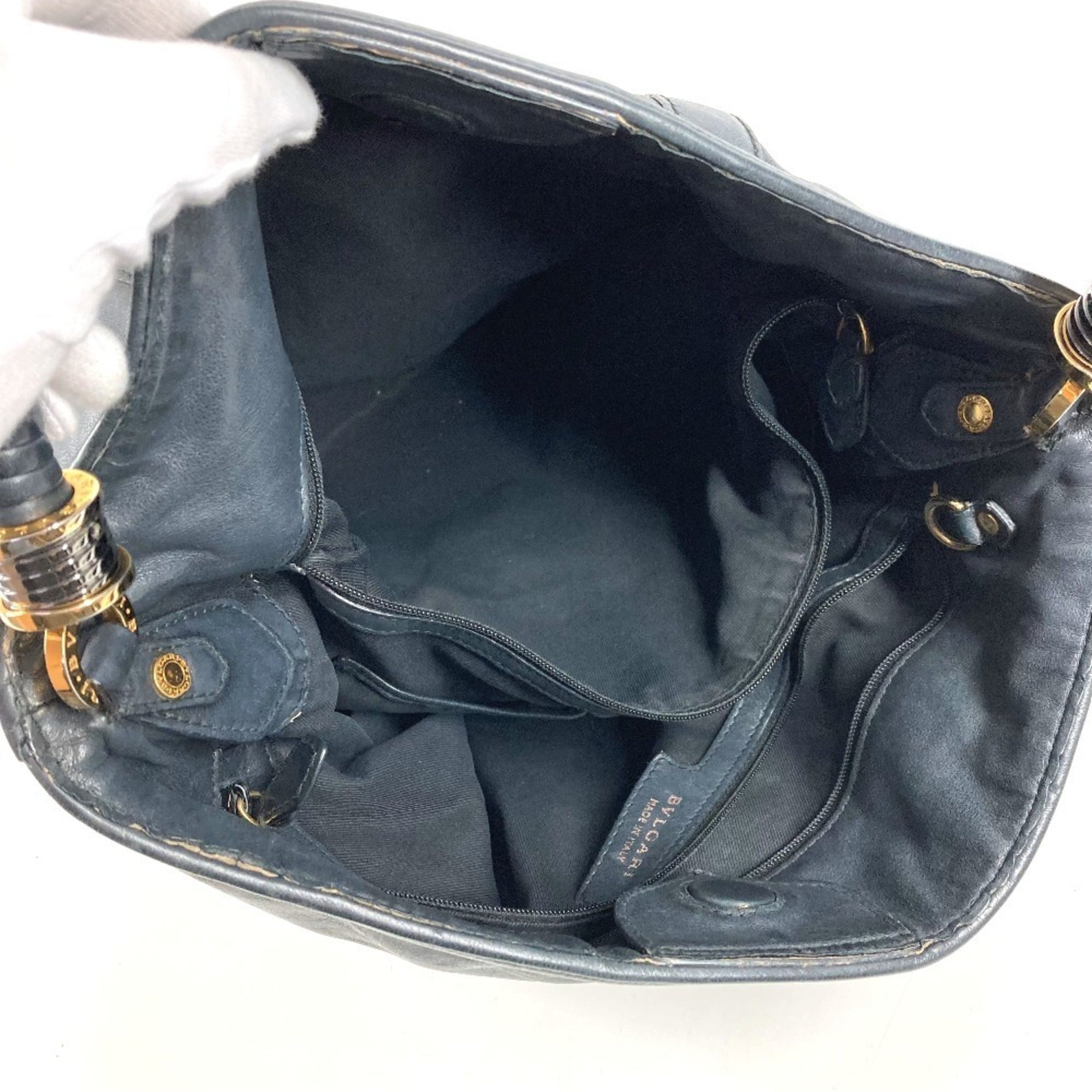 Bvlgari B.Zero1 Navy Leather Shoulder Bag Tote Bag (Pre-Owned)