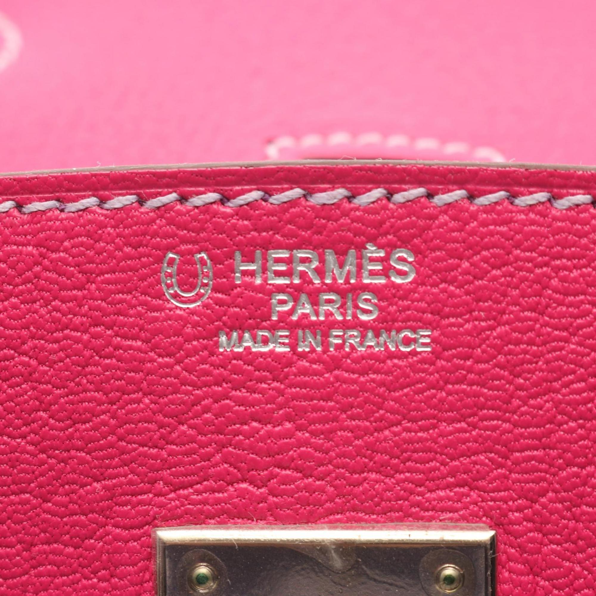 Hermes Cyclamen Pink Purple Rose Shocking Chevre Leather Leather Handbag (Pre-Owned)