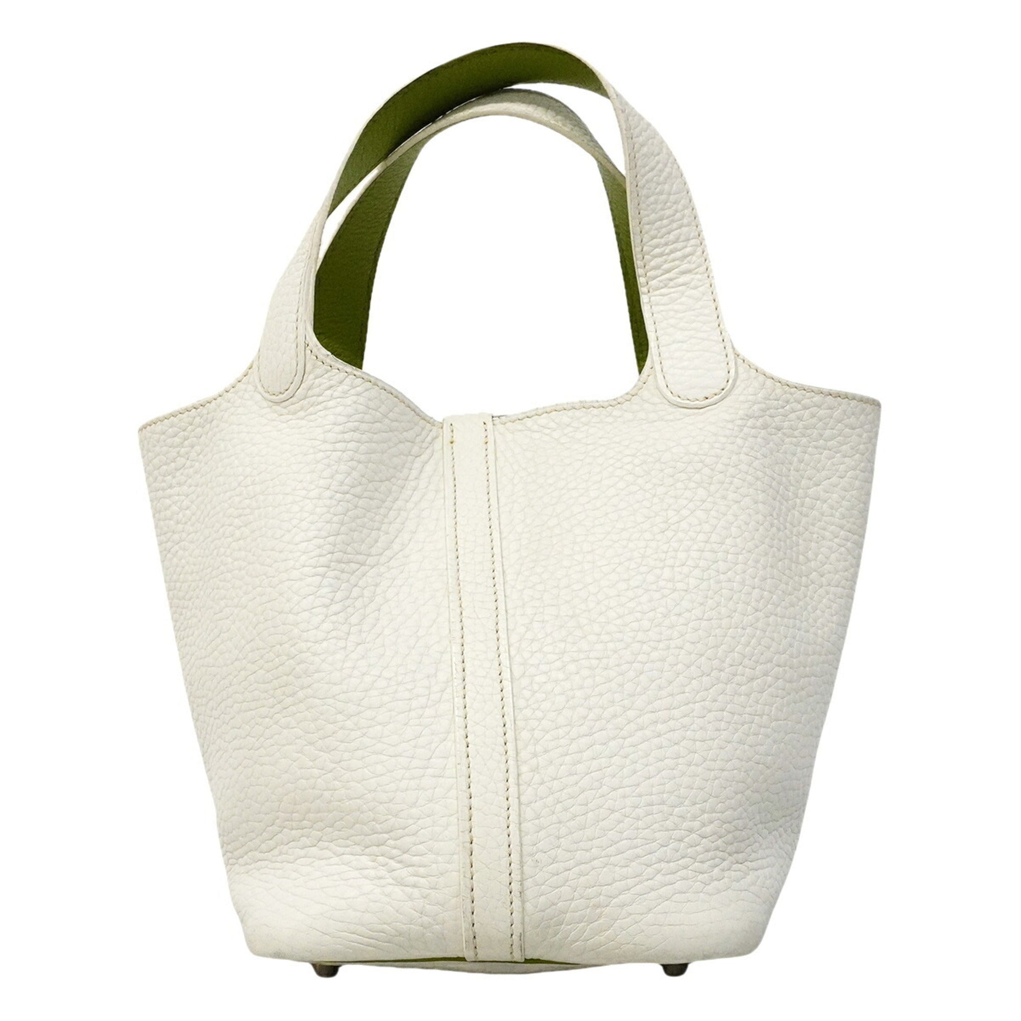 Hermes Anis Green White Taurillon Clemence Leather Handbag (Pre-Owned)