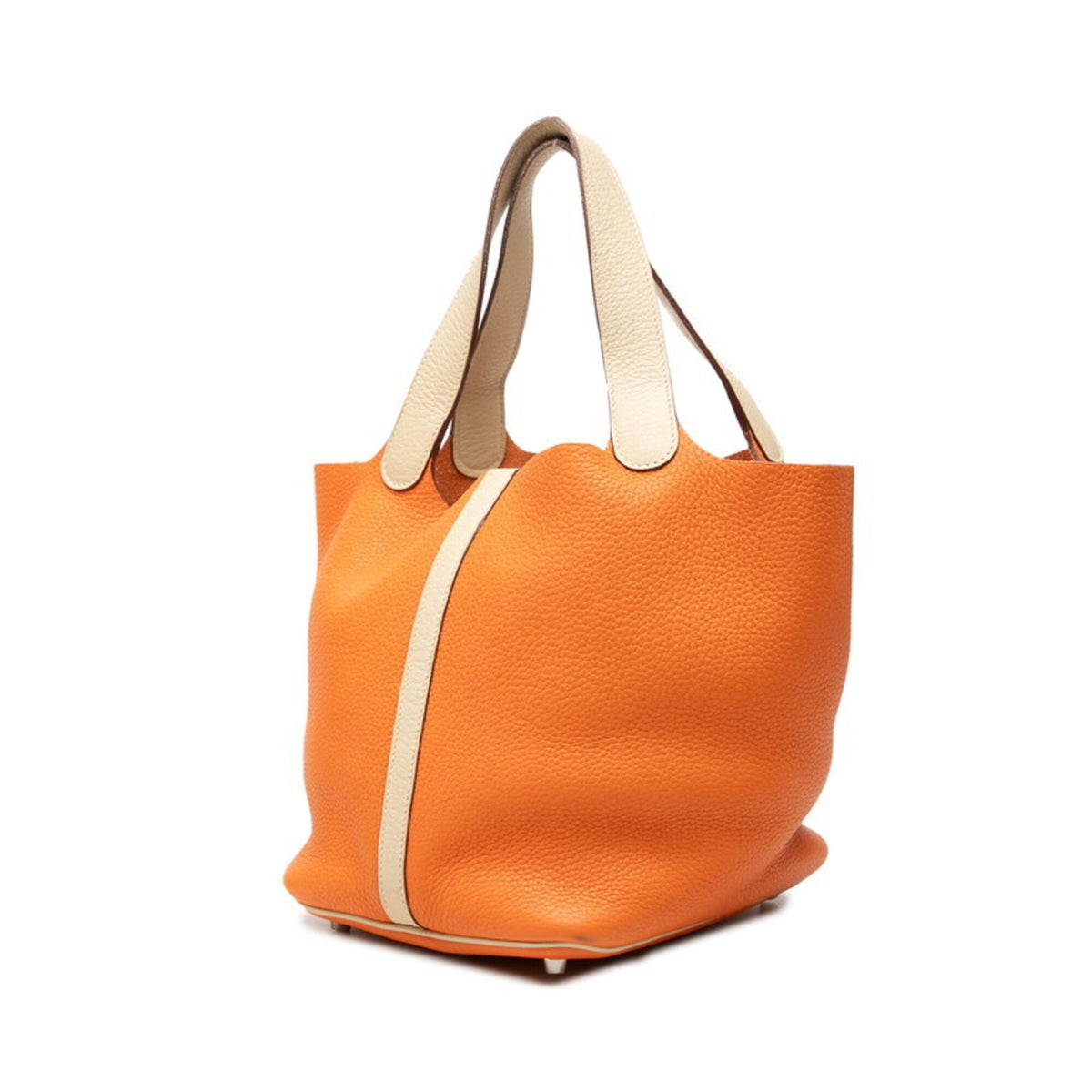 Hermes Ivory Orange Taurillon Clemence Leather Handbag (Pre-Owned)