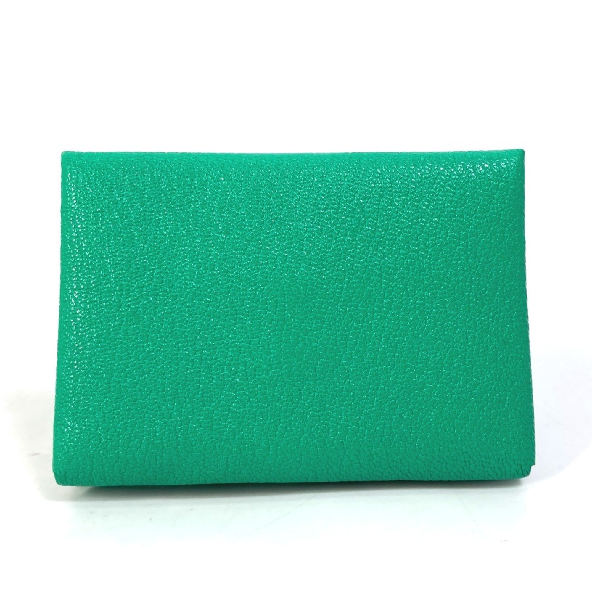 Hermes Bicolor Green Mint Green Pink Chevre Leather Coin Purse/Coin Case (Pre-Owned)