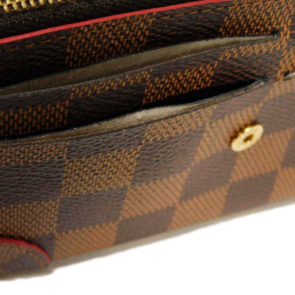 Louis Vuitton Brown Cerise Damier Canvas Ebene Red Color Damier Canvas Long Wallet (Bi-Fold) (Pre-Owned)