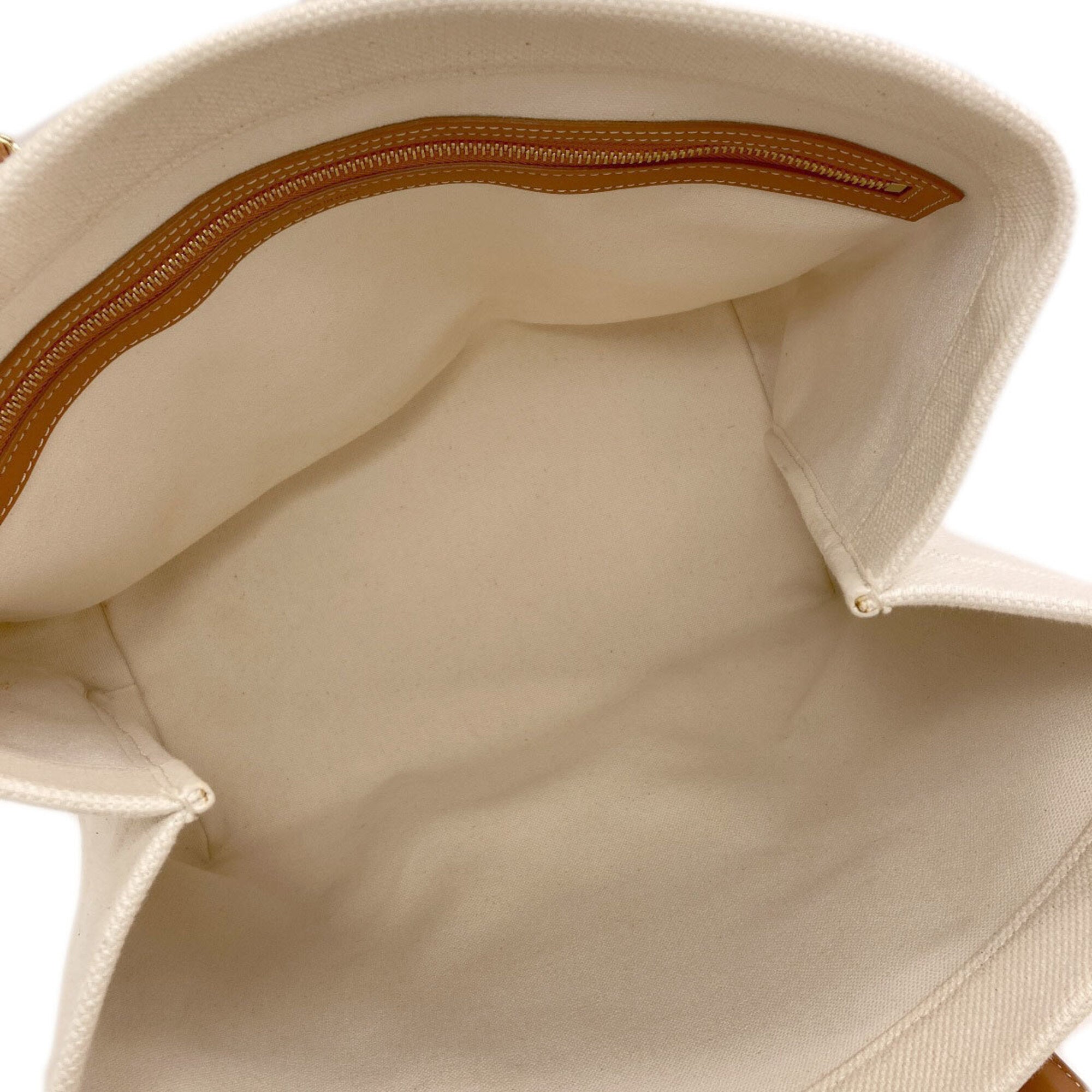 Celine Brown White Canvas Handbag (Pre-Owned)