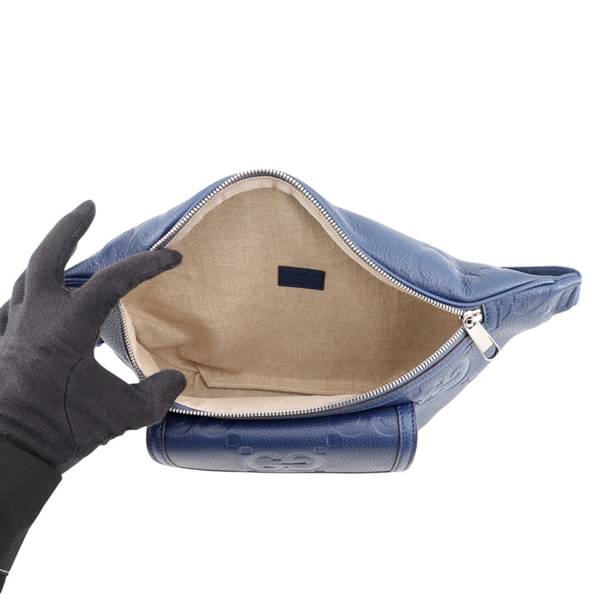 Gucci Blue Leather Handbag Sling Bag (Pre-Owned)