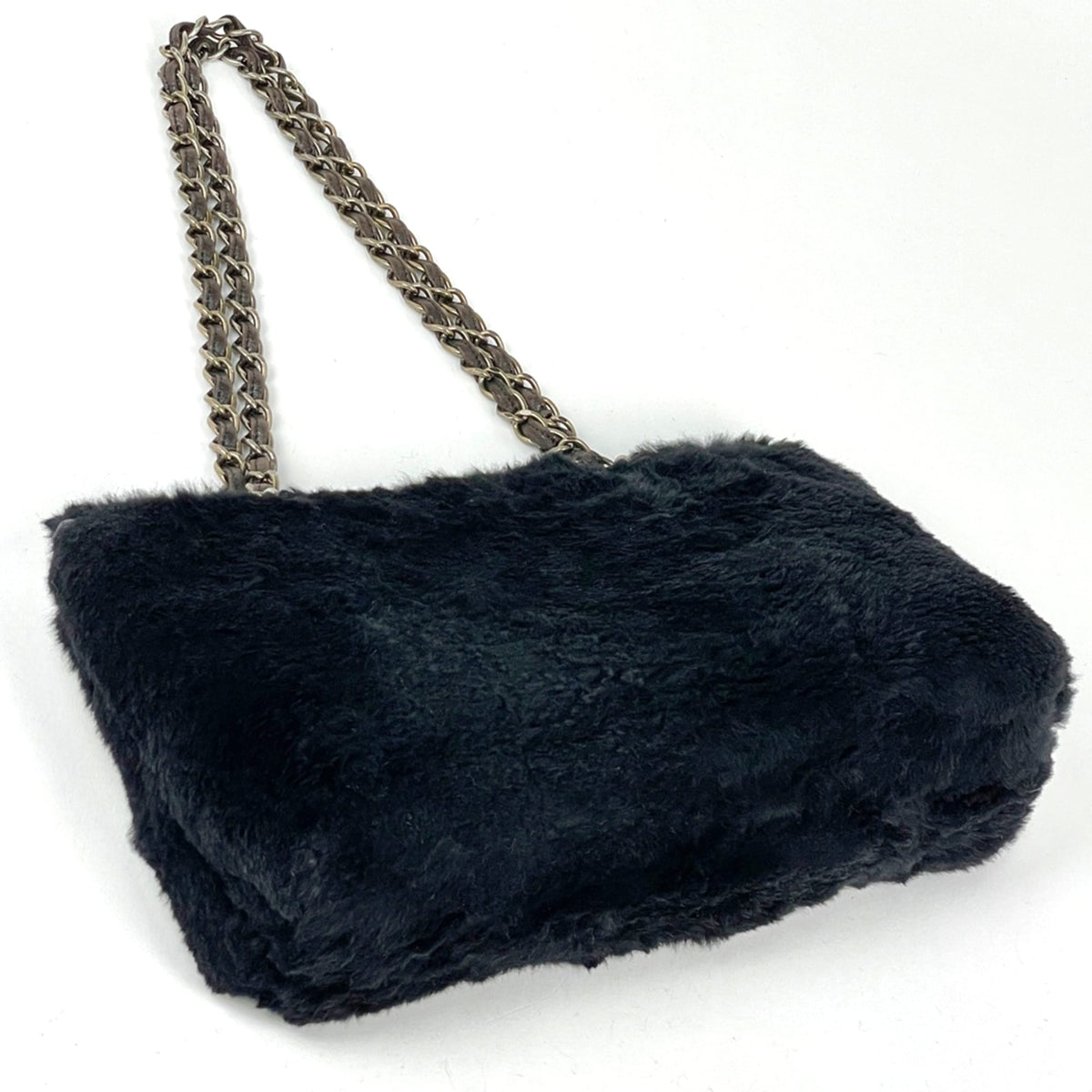 Chanel Black Fur Leather Shoulder Bag (Pre-Owned)