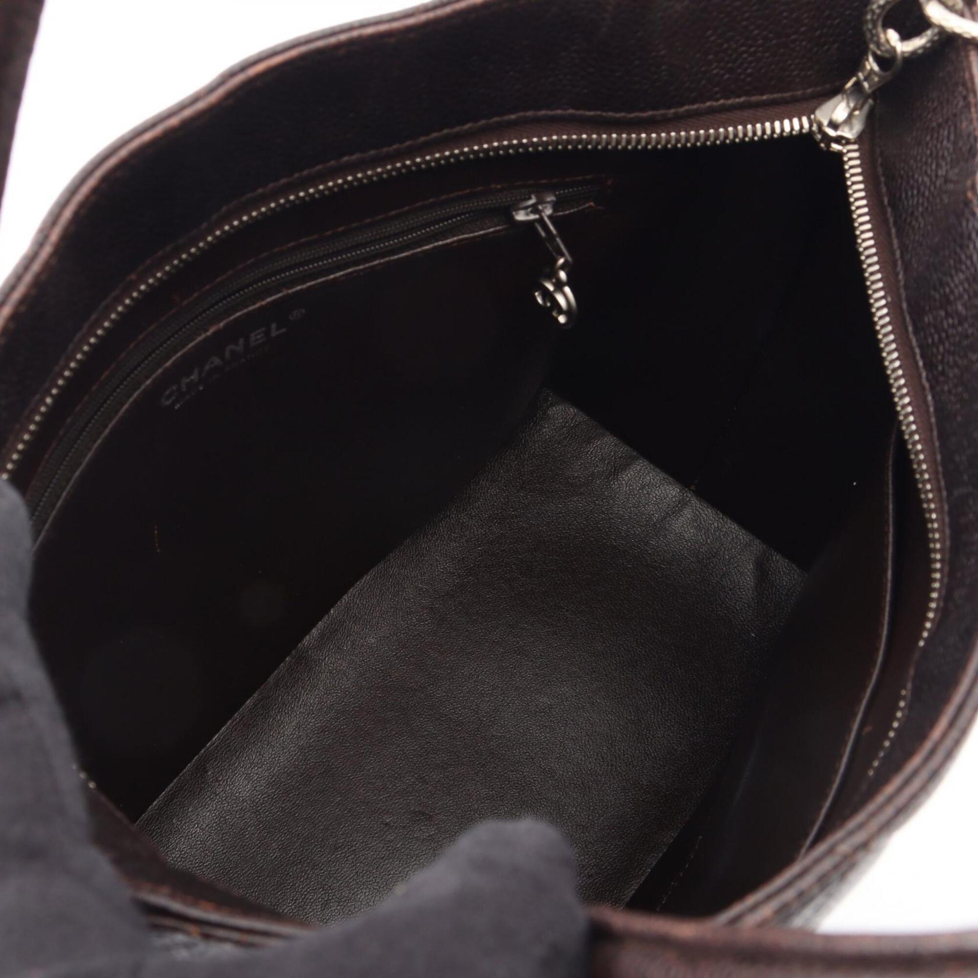Chanel Brown Grained Calfskin Handbag Tote Bag (Pre-Owned)