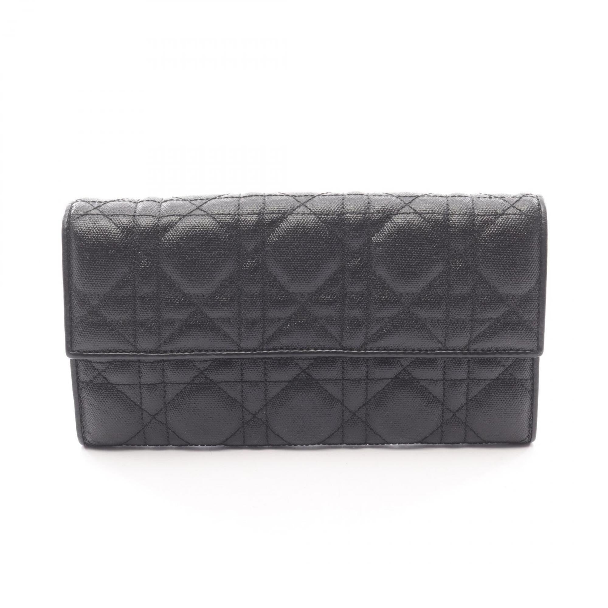 Christian Dior Black Leather Long Wallet (Bi-Fold) (Pre-Owned)