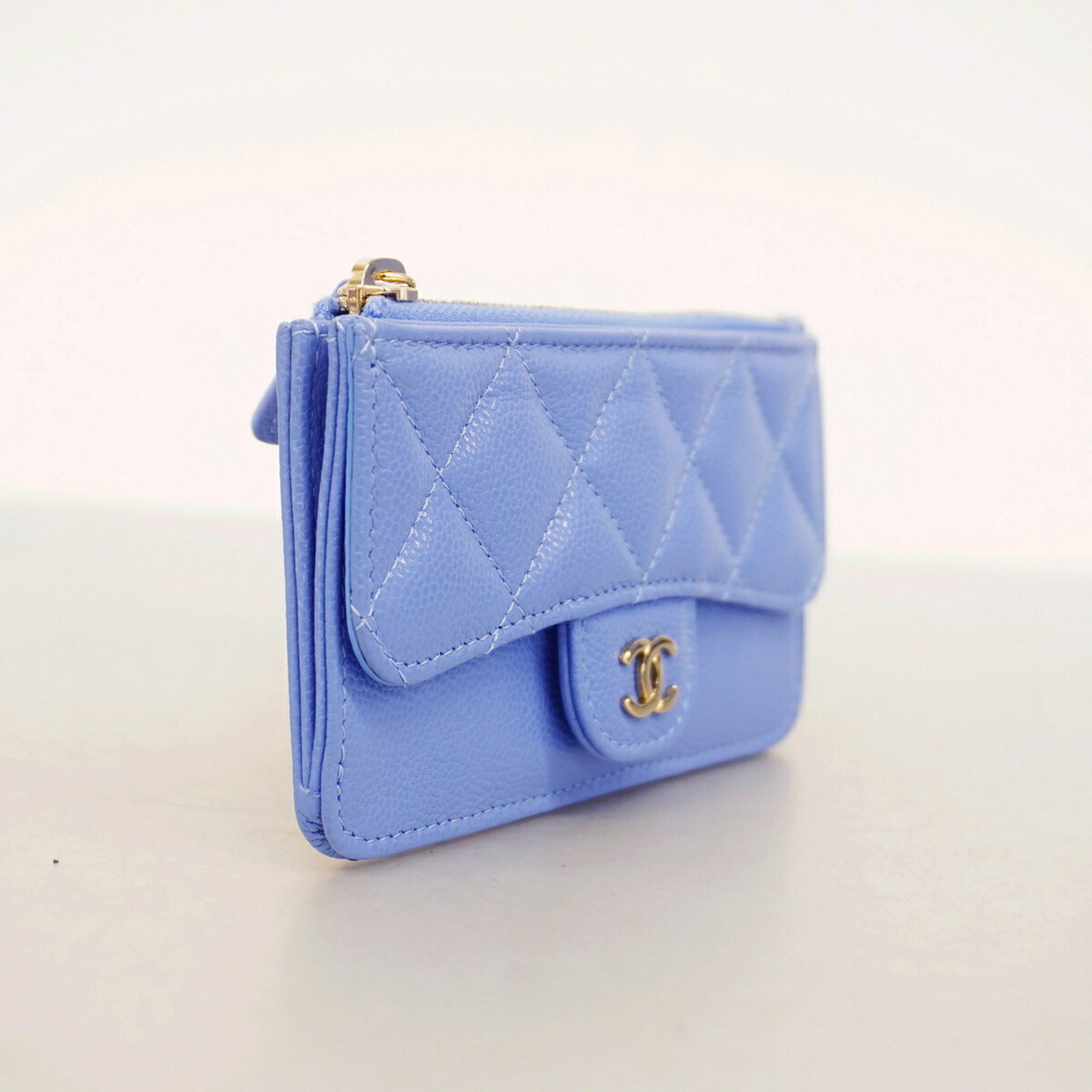 Chanel Blue Grained Calfskin Coin Purse/Coin Case (Pre-Owned)