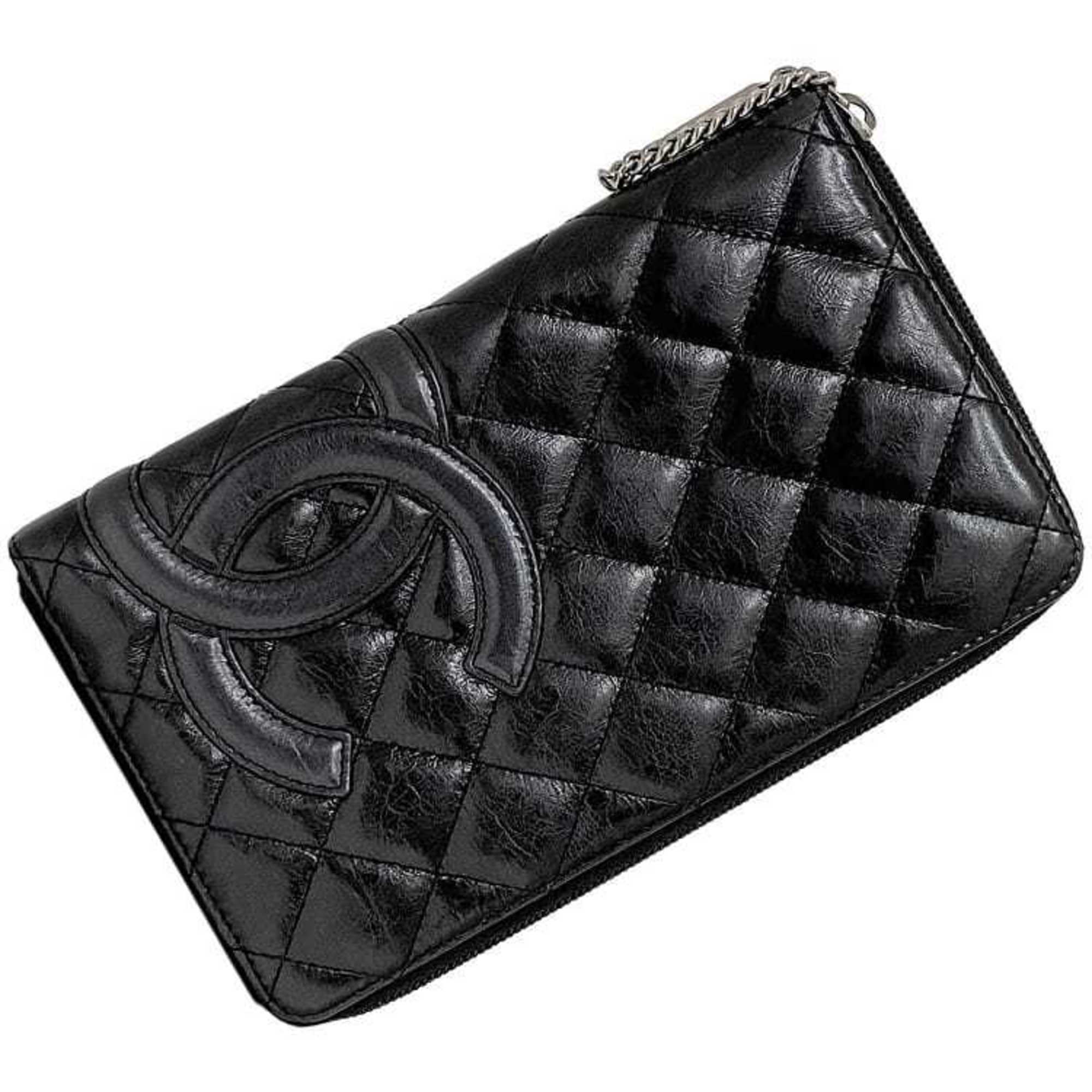 Chanel Black Leather Long Wallet (Bi-Fold) (Pre-Owned)