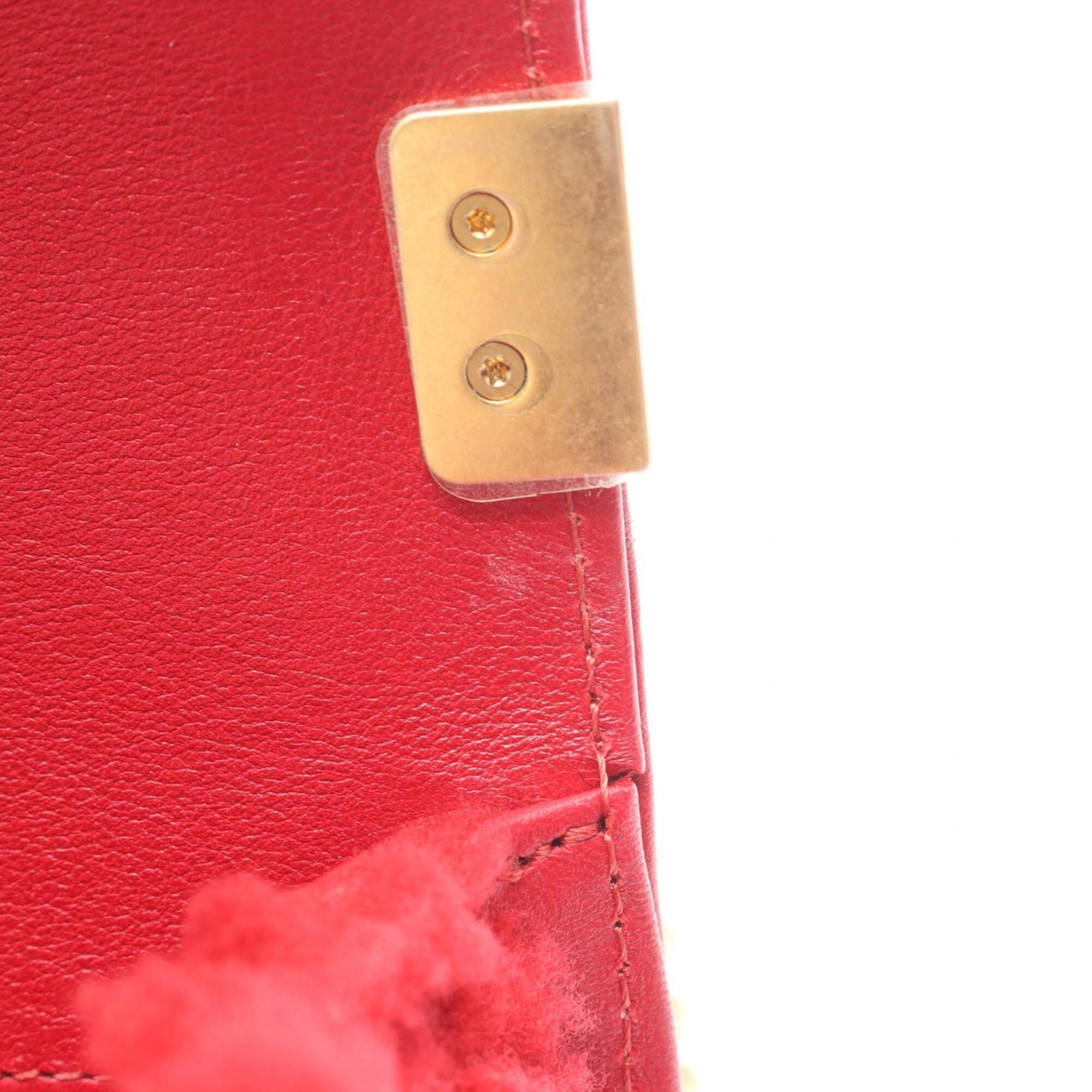 Chanel Red Color Leather Handbag Shoulder Bag (Pre-Owned)