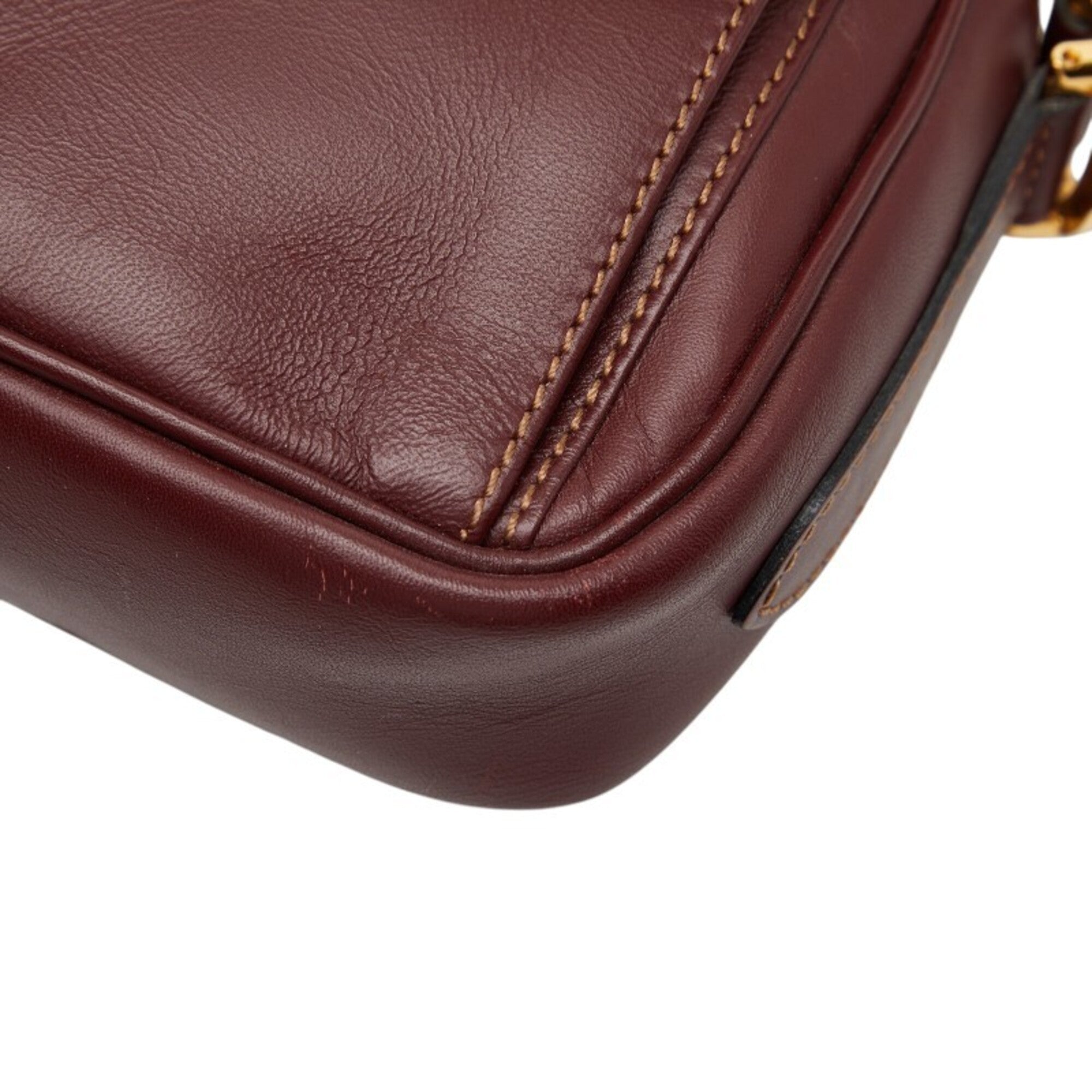 Cartier Must Bordeaux Wine Red Leather Shoulder Bag (Pre-Owned)