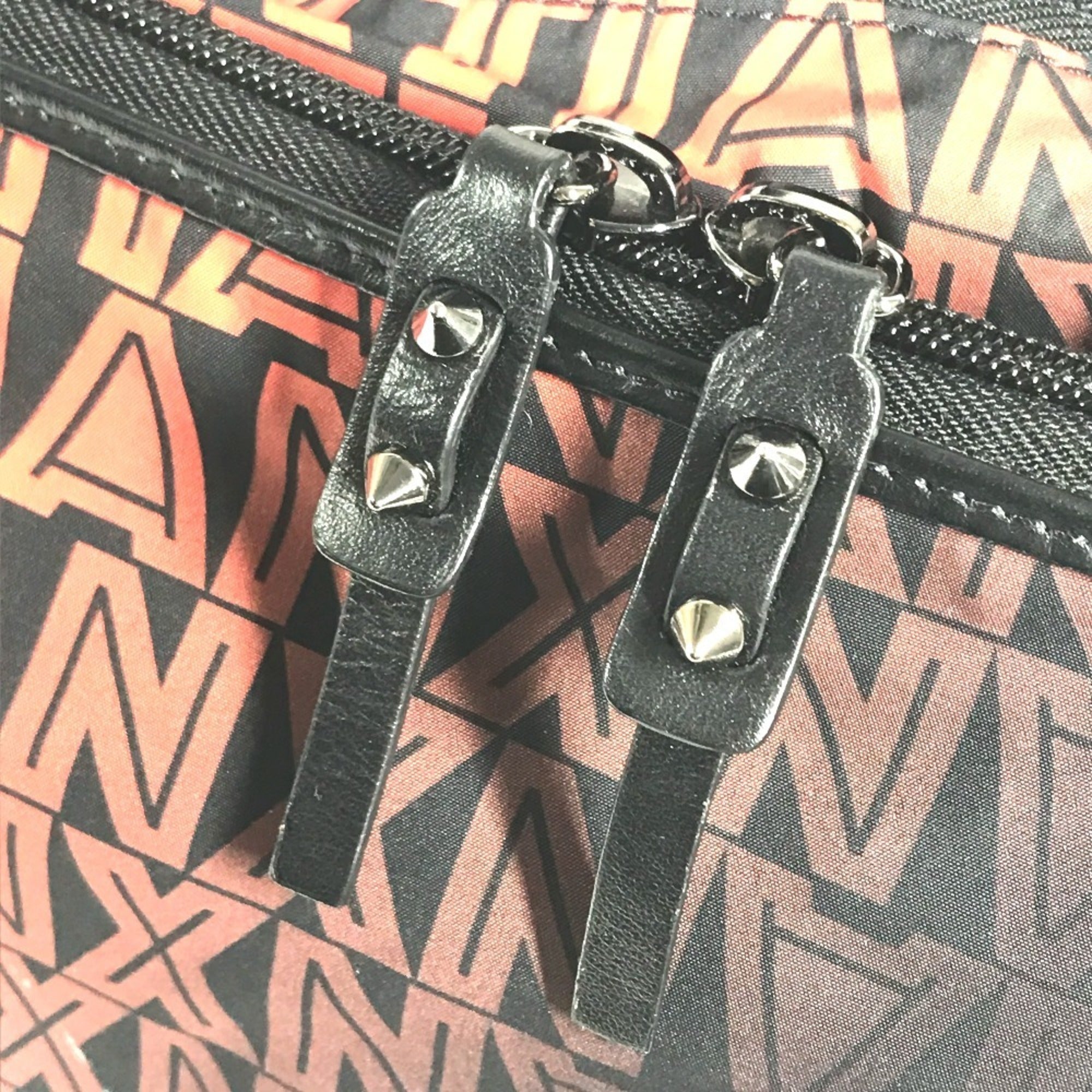 Christian Louboutin Black Red Color Nylon Leather Backpack (Pre-Owned)