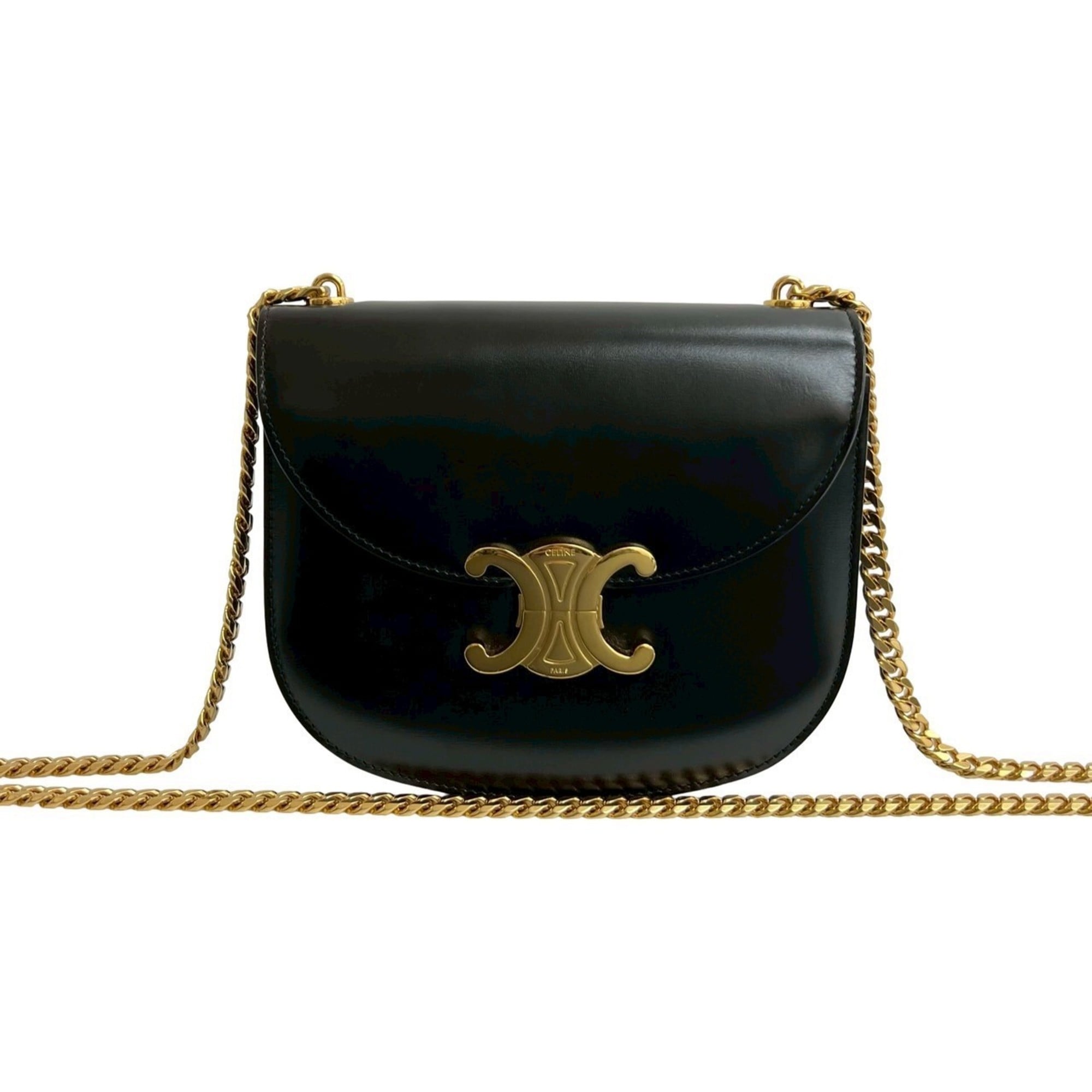Celine Black Leather Pochette Shoulder Bag (Pre-Owned)