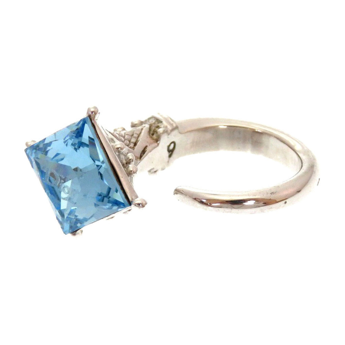 Christian Dior Silver Blue Metal Band Ring (Pre-Owned)