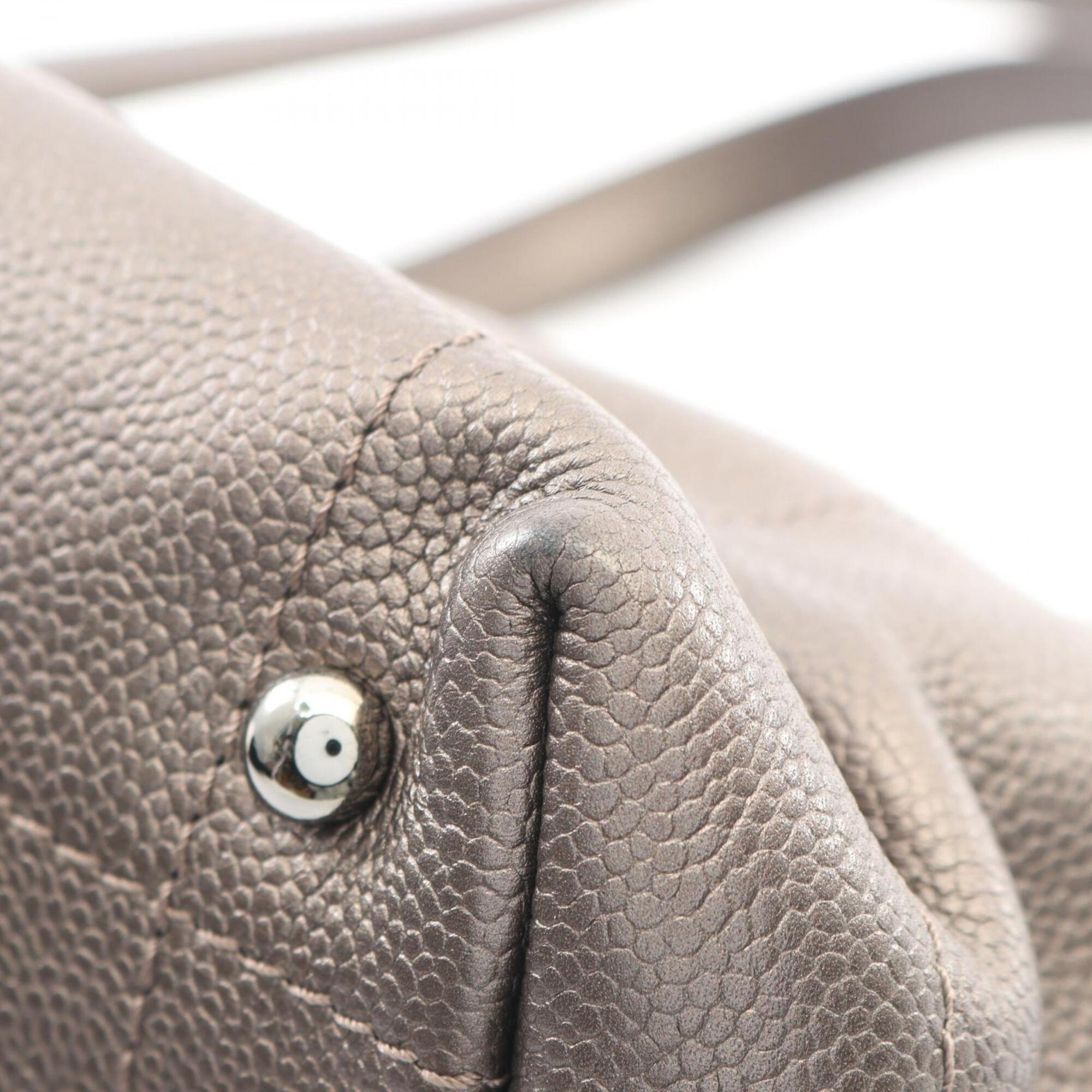 Chanel Gray Grained Calfskin Handbag Tote Bag (Pre-Owned)