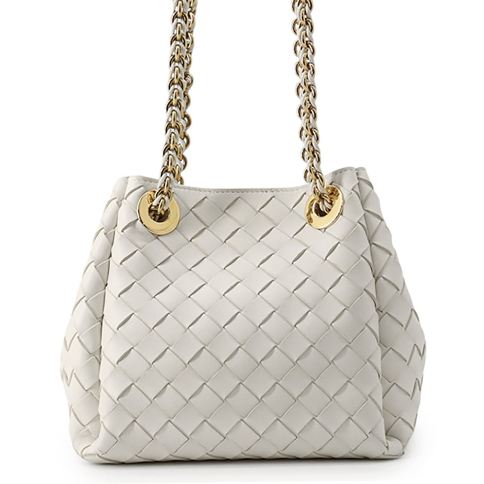 Bottega Veneta Intrecciato White Leather Handbag Shoulder Bag (Pre-Owned)