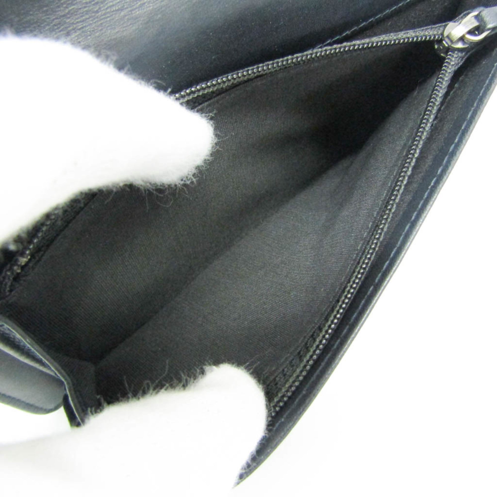 Chanel Boy Chanel Dark Navy Leather Long Wallet (Bi-Fold) (Pre-Owned)