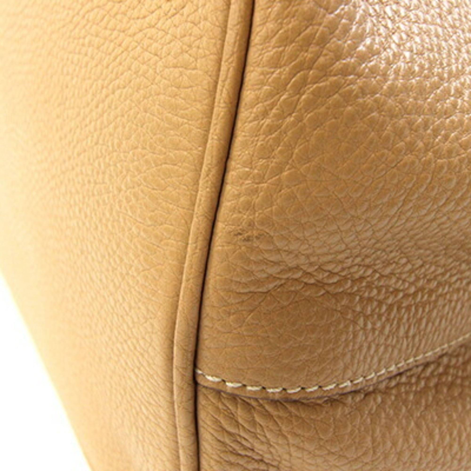 Prada Beige Leather Handbag Tote Bag (Pre-Owned)