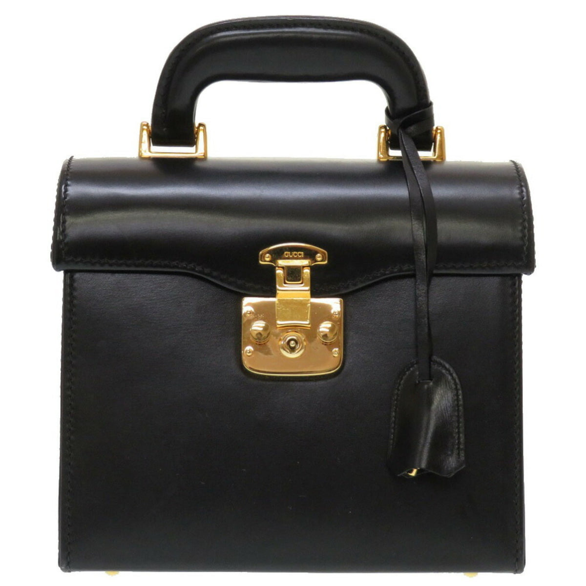 Gucci Black Leather Handbag Vanity Bag (Pre-Owned)