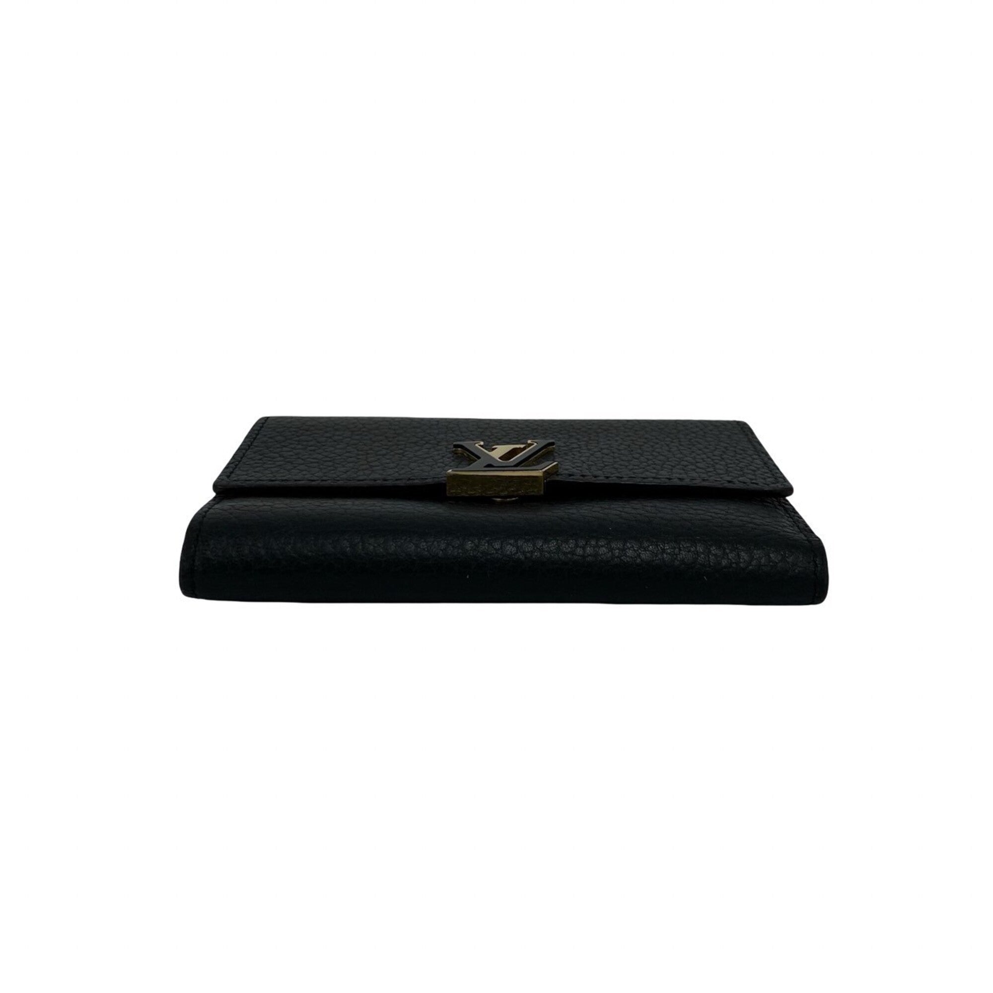 Louis Vuitton Black Leather Wallet (Tri-Fold) (Pre-Owned)