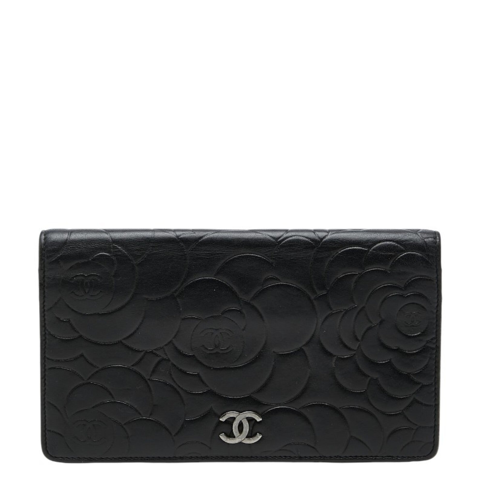 Chanel Black Leather Long Wallet (Bi-Fold) (Pre-Owned)