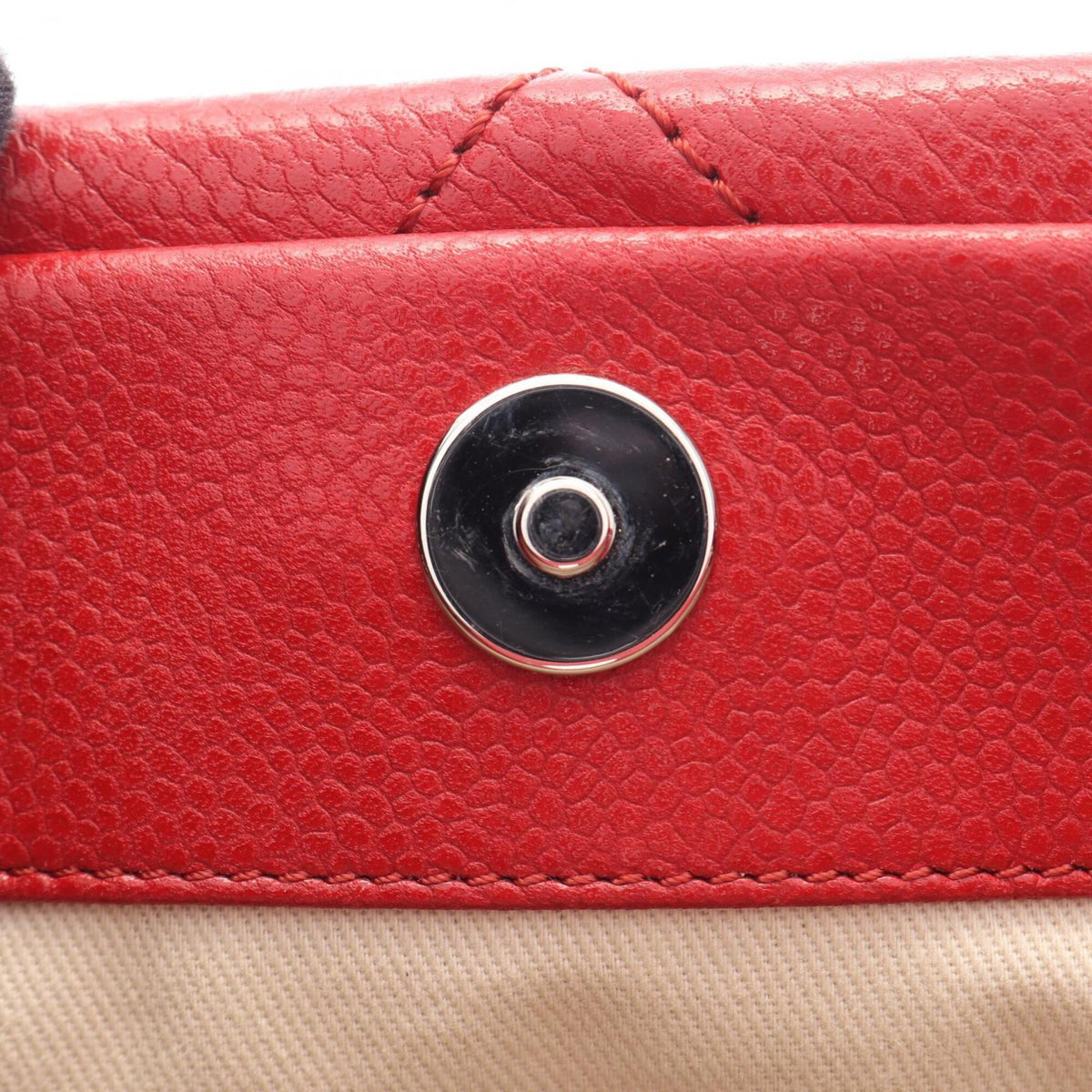 Chanel Red Color Grained Calfskin Handbag Tote Bag (Pre-Owned)